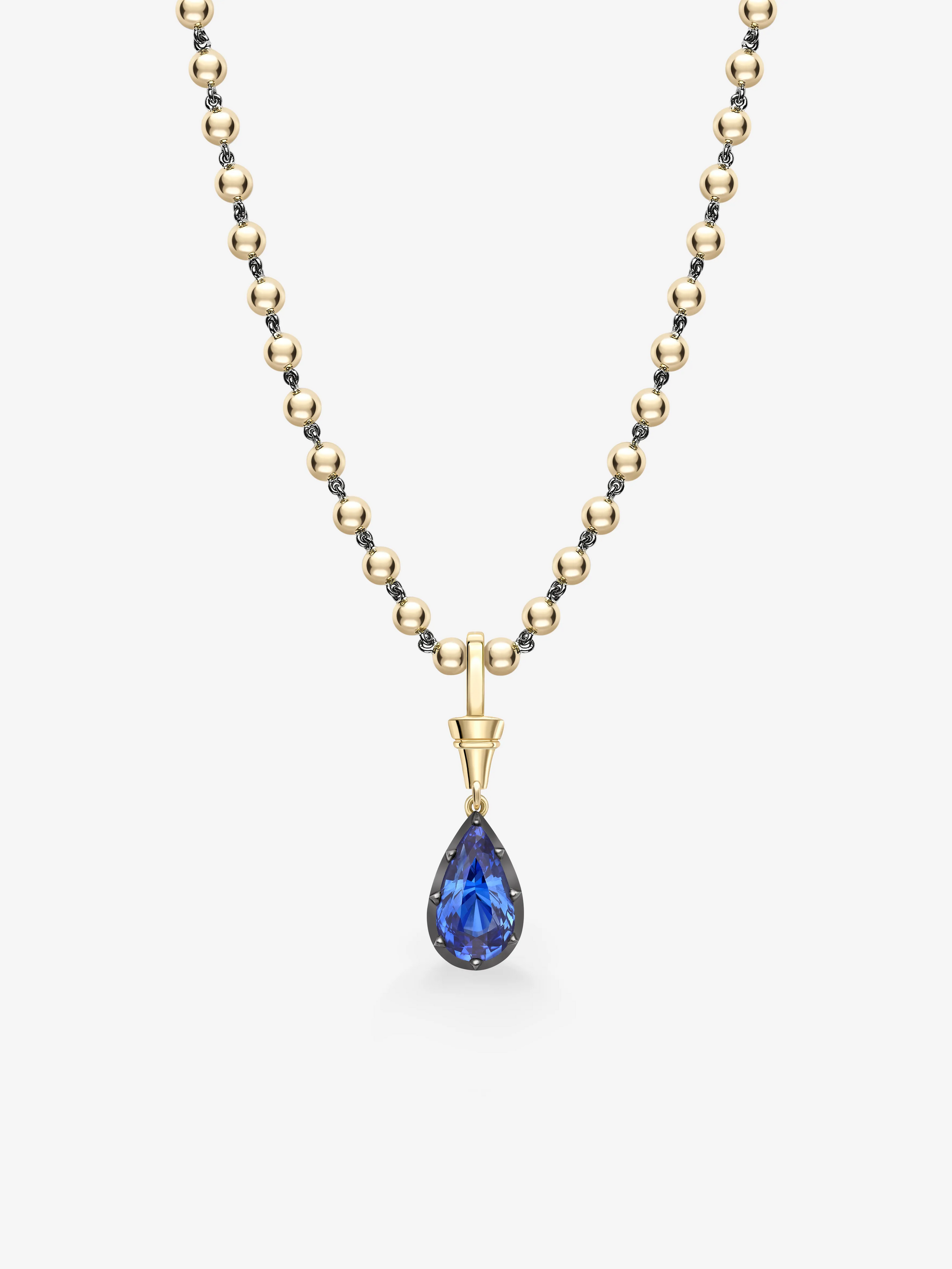 Ball n Chain 5.34ct Pear-Shaped Sapphire Pendant View 2