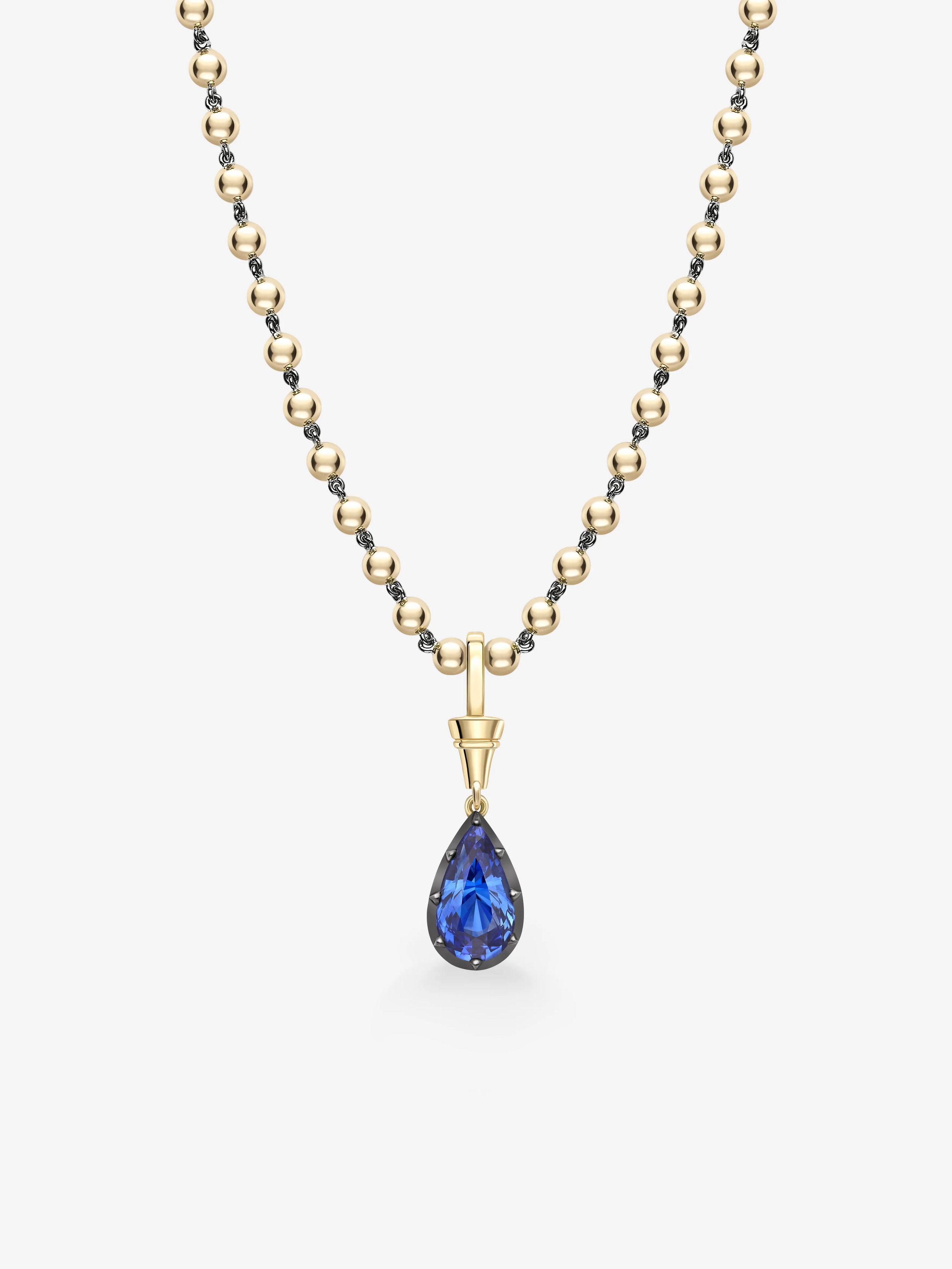 Ball n Chain 5.34ct Pear-Shaped Sapphire Pendant View 2