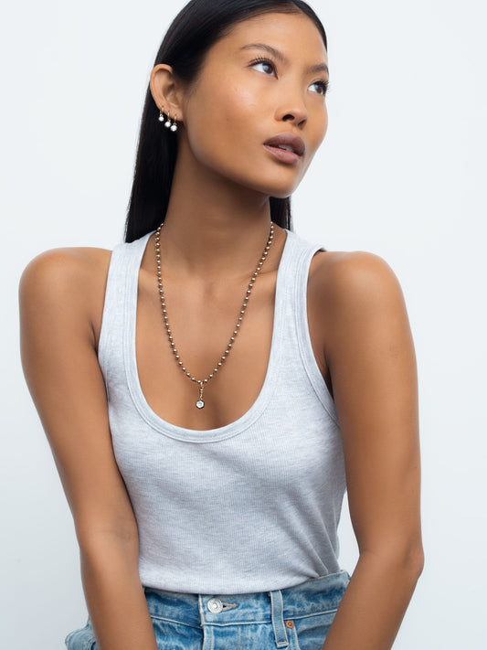 Ball n Chain 1.44ct Hexagon Diamond Pendant View 3