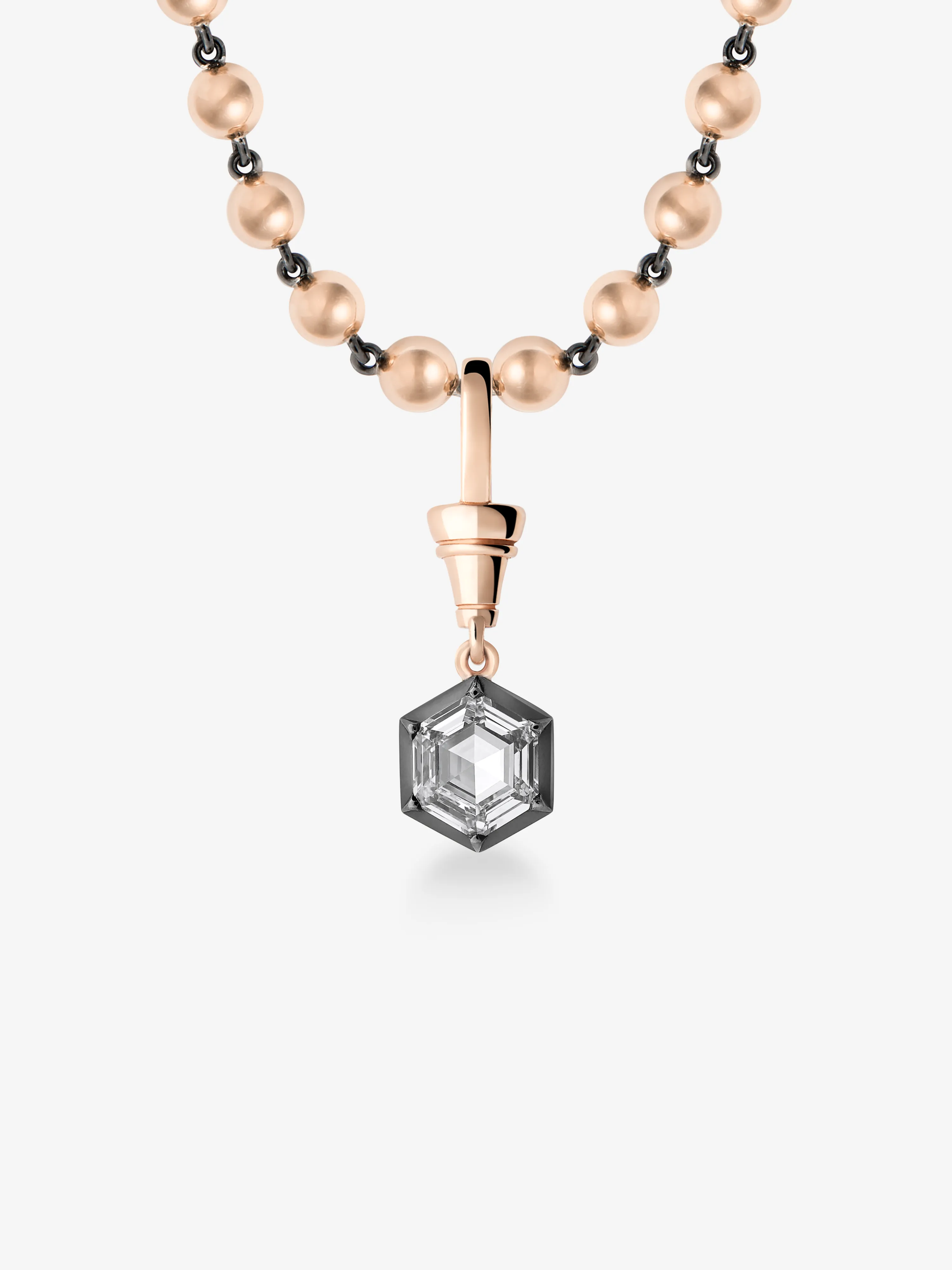 Ball n Chain 2.04ct Hexagon Diamond Pendant View 2