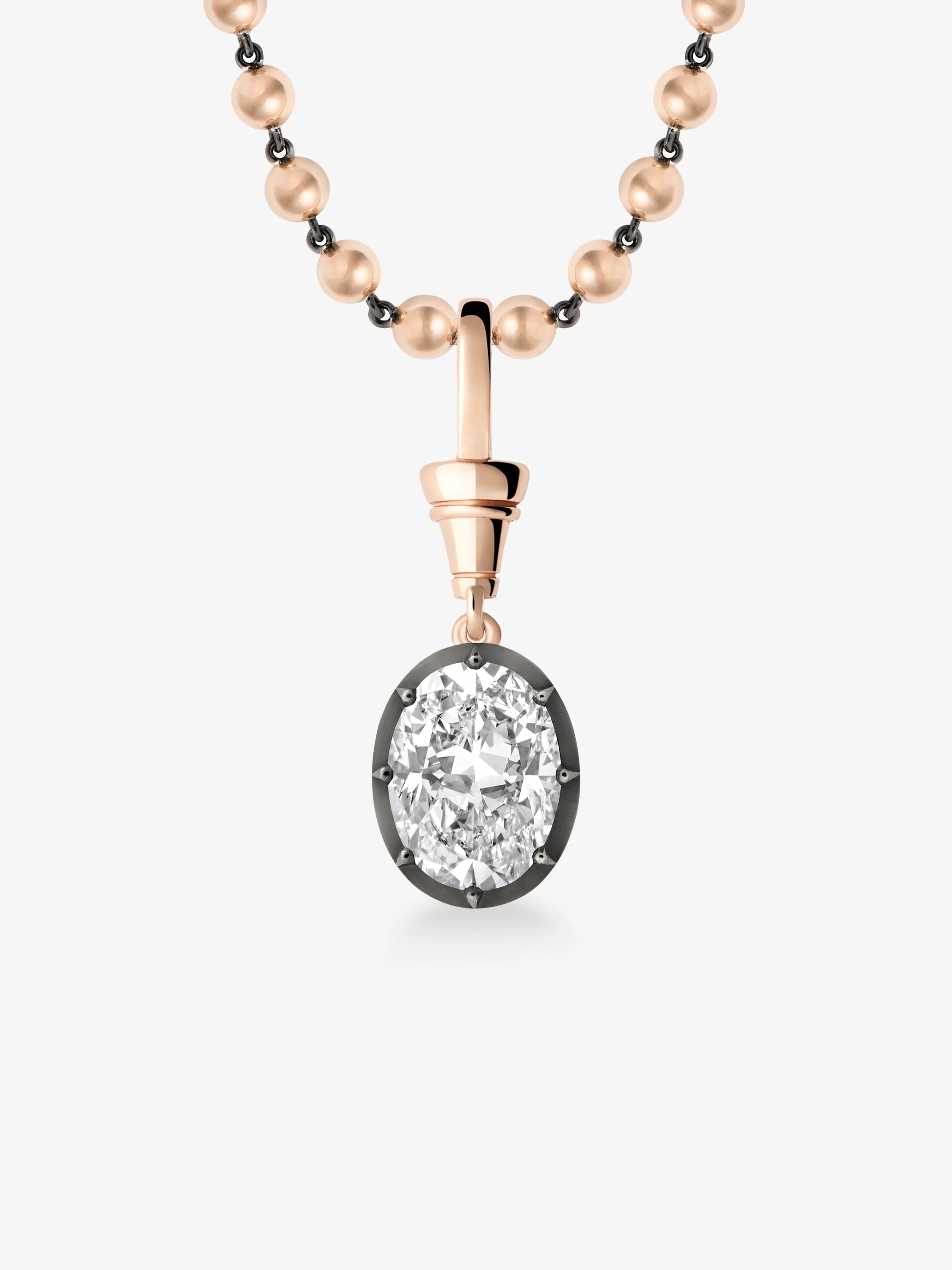 Ball n Chain 5.03ct Oval Diamond Pendant View 2