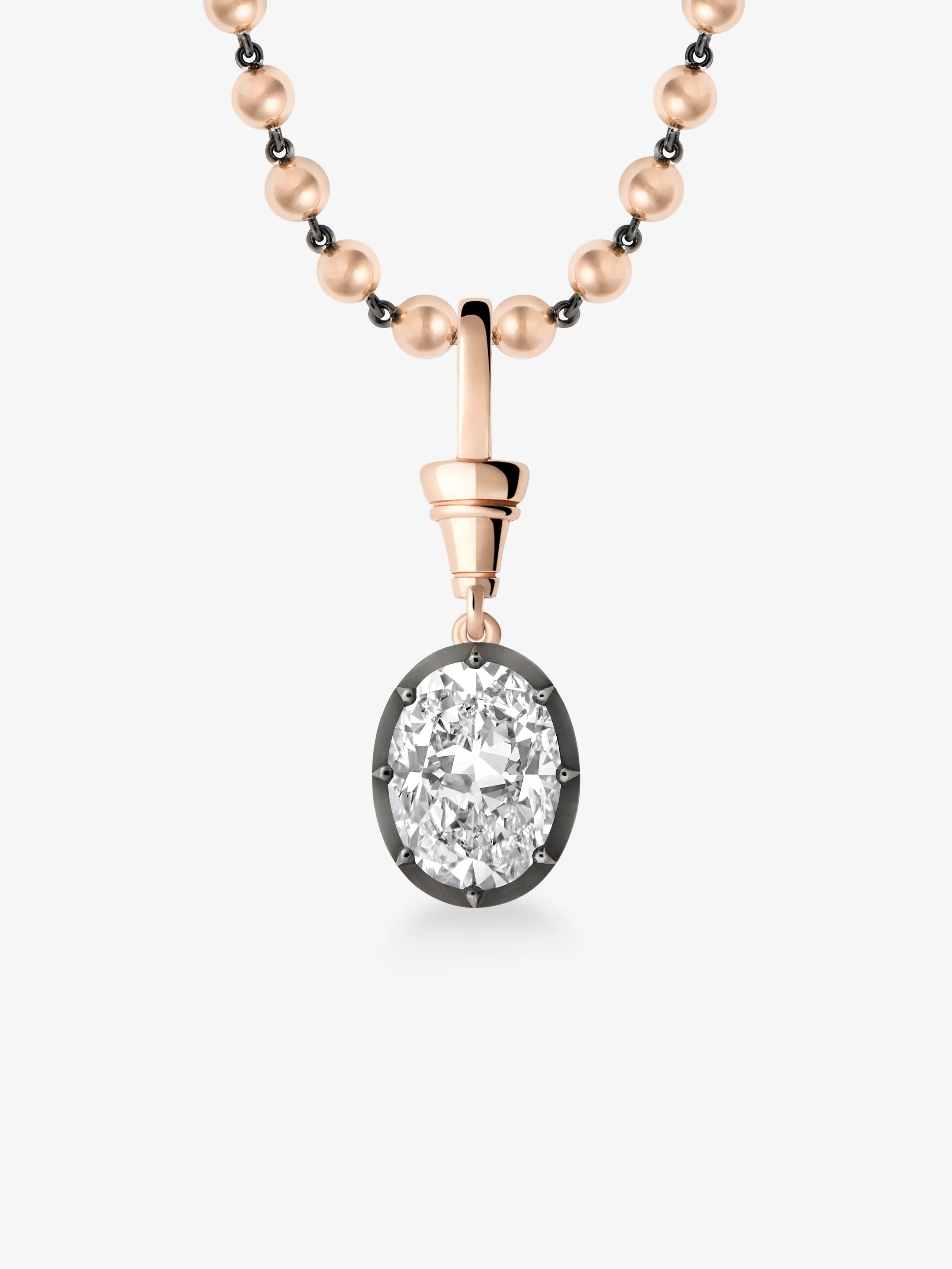 Ball n Chain 5.03ct Oval Diamond Pendant View 2