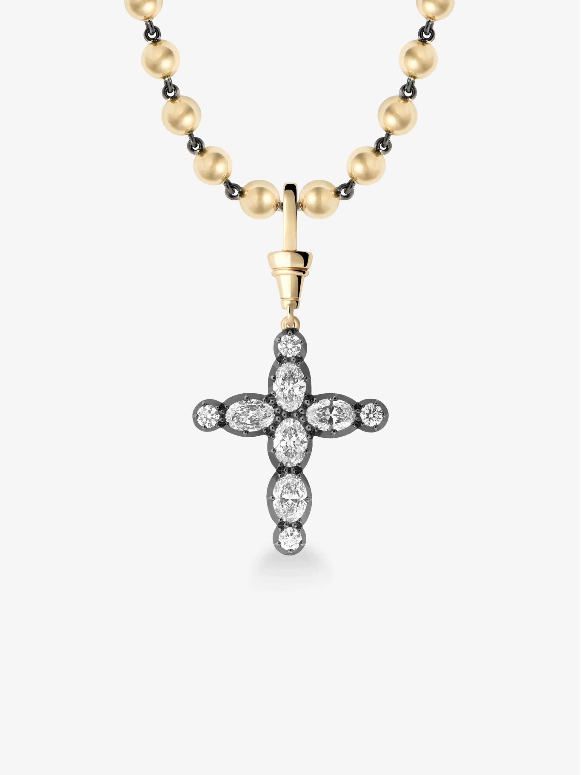 Oval Diamond Cross Pendant View 2