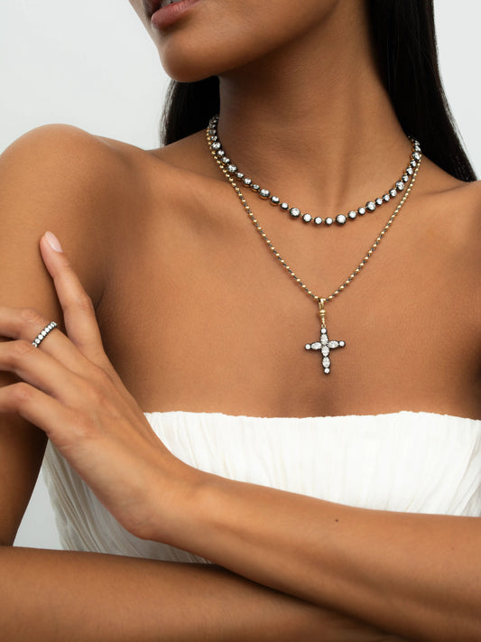 Oval Diamond Cross Pendant View 3