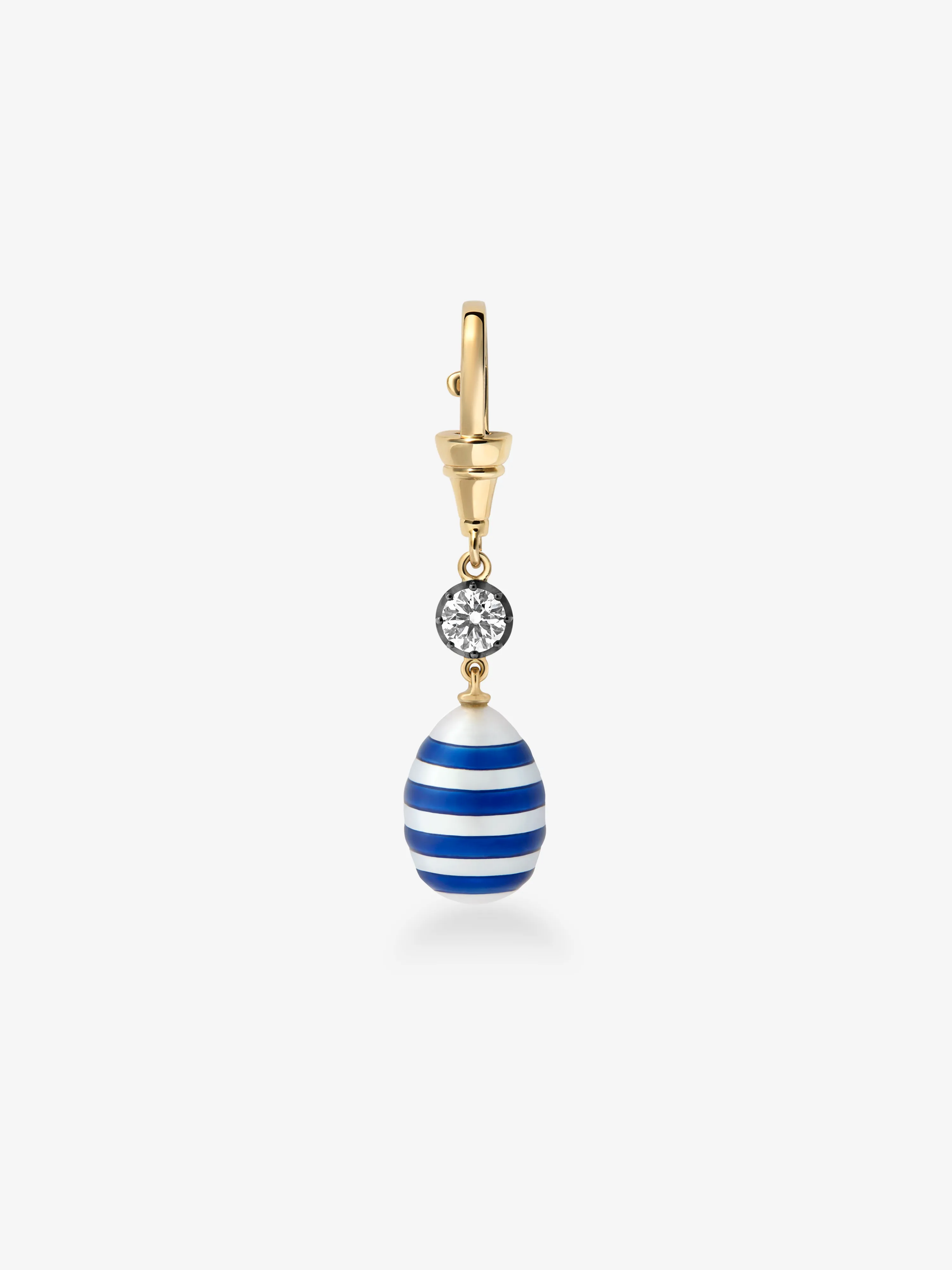 Hello Sailor Breton Stripe Pearl & 0.40ct Diamond Pendant View 8