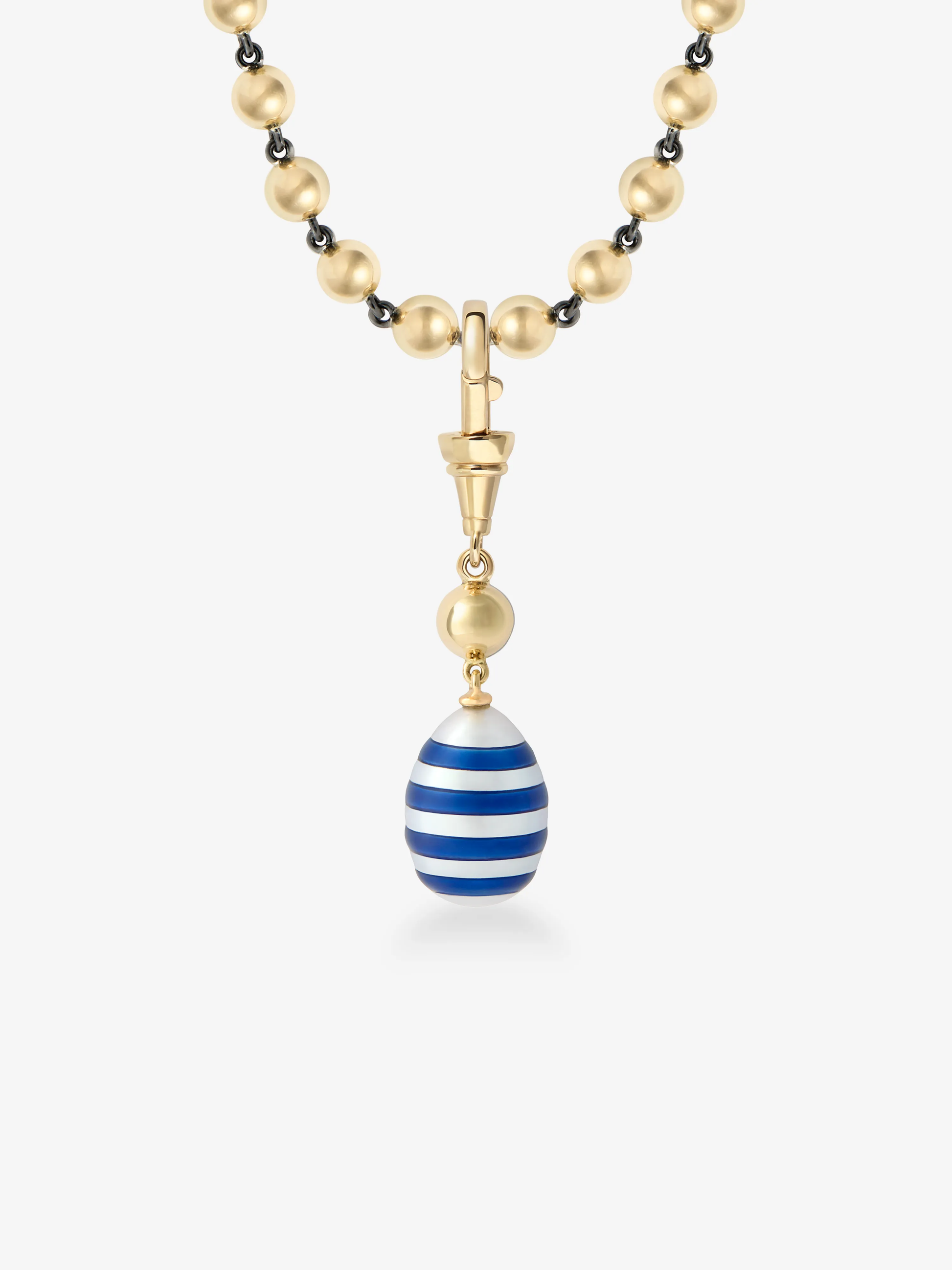 Hello Sailor Breton Stripe Pearl & 0.40ct Diamond Pendant View 6