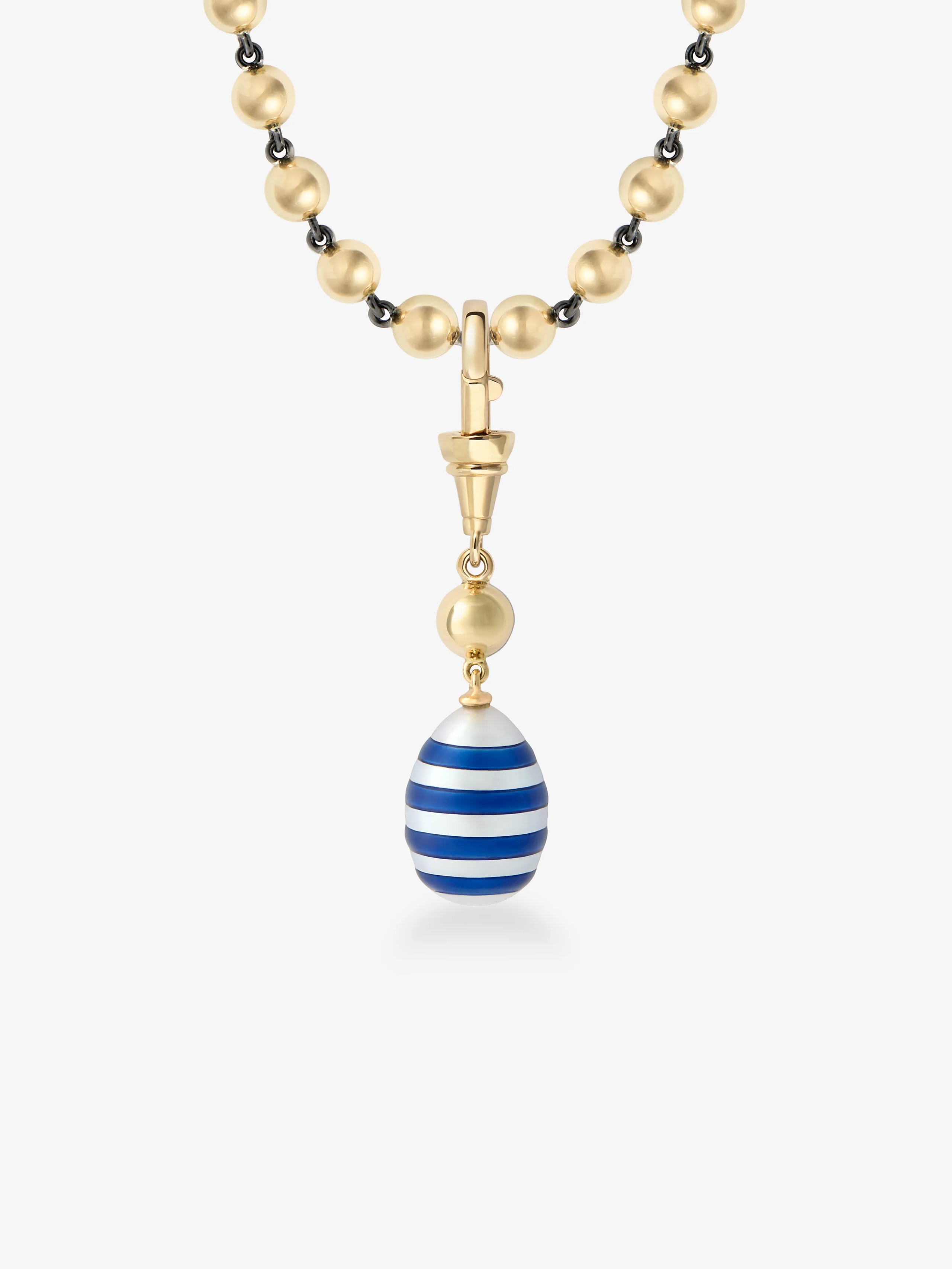 Hello Sailor Breton Stripe Pearl & 0.40ct Diamond Pendant View 6