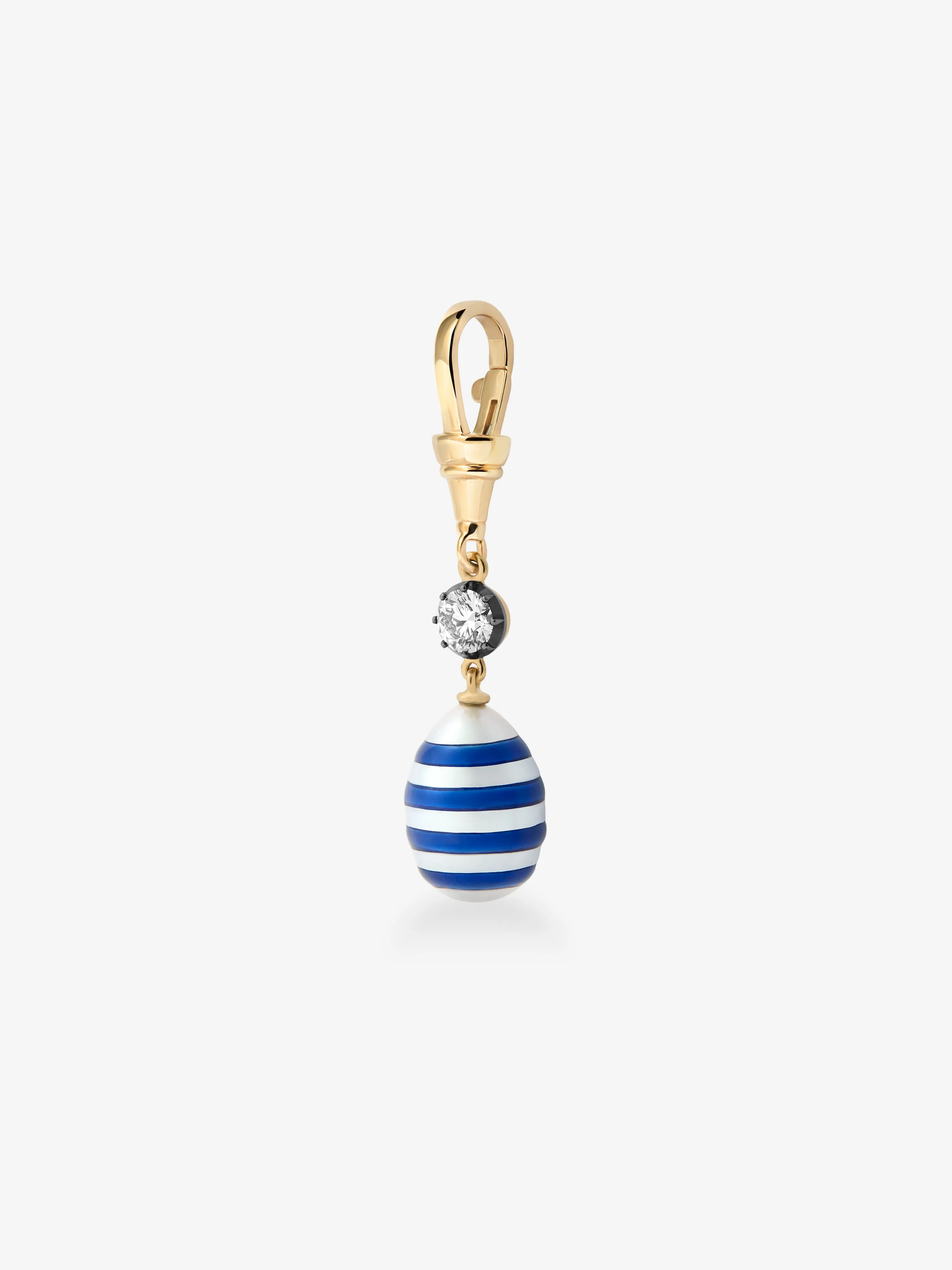 Hello Sailor Breton Stripe Pearl & 0.40ct Diamond Pendant View 7