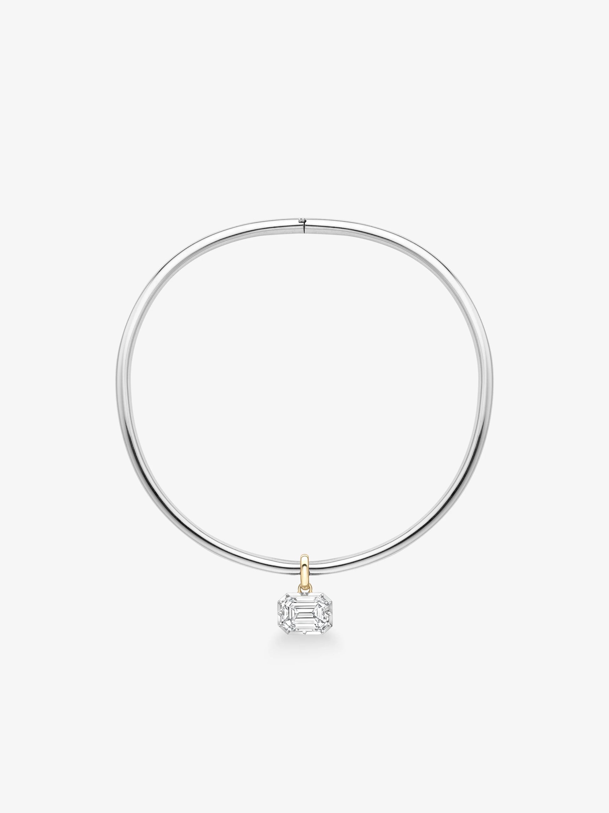 Emerald Cut Diamond Torque Necklace View 1