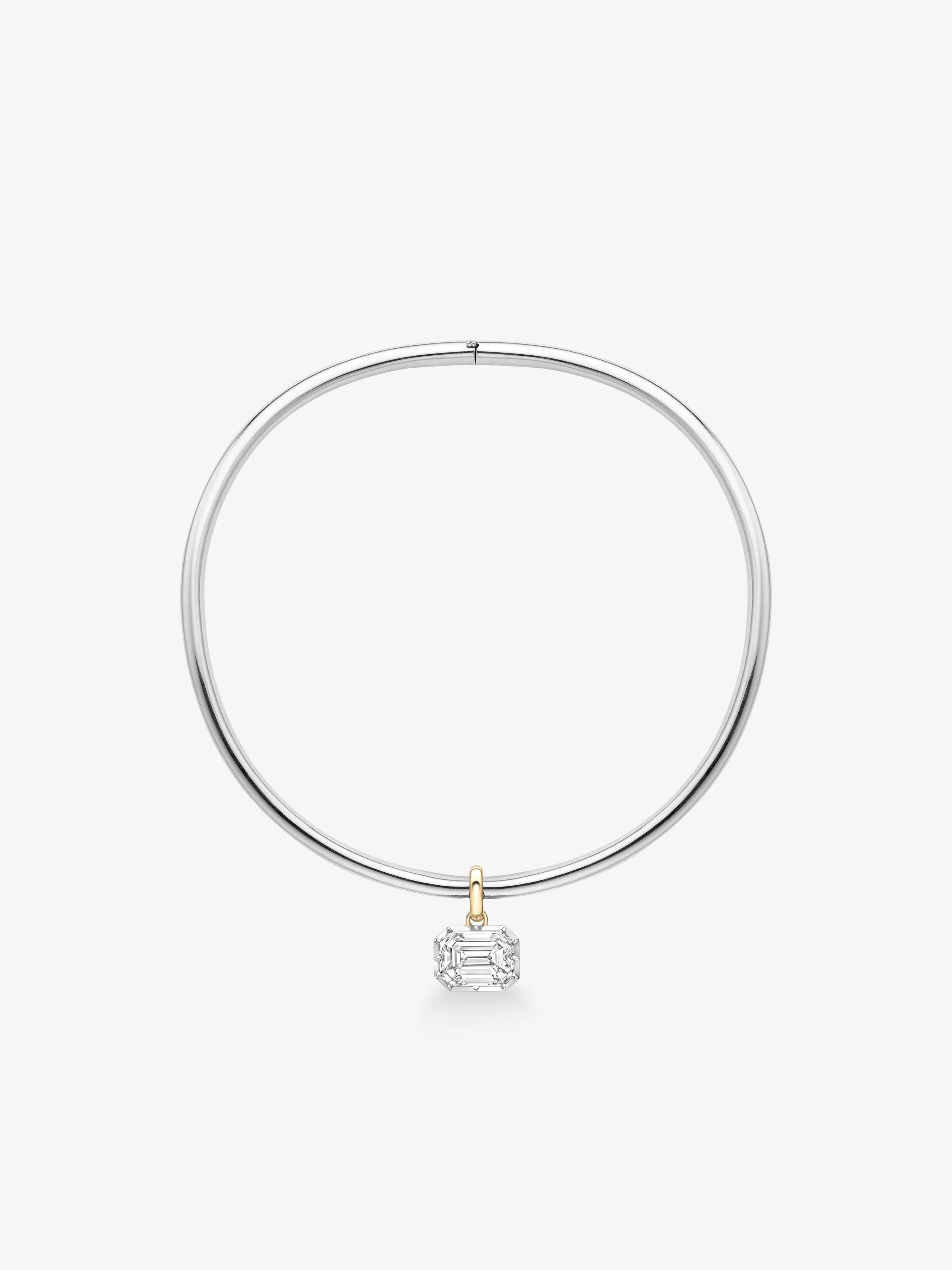 Emerald Cut Diamond Torque Necklace View 1