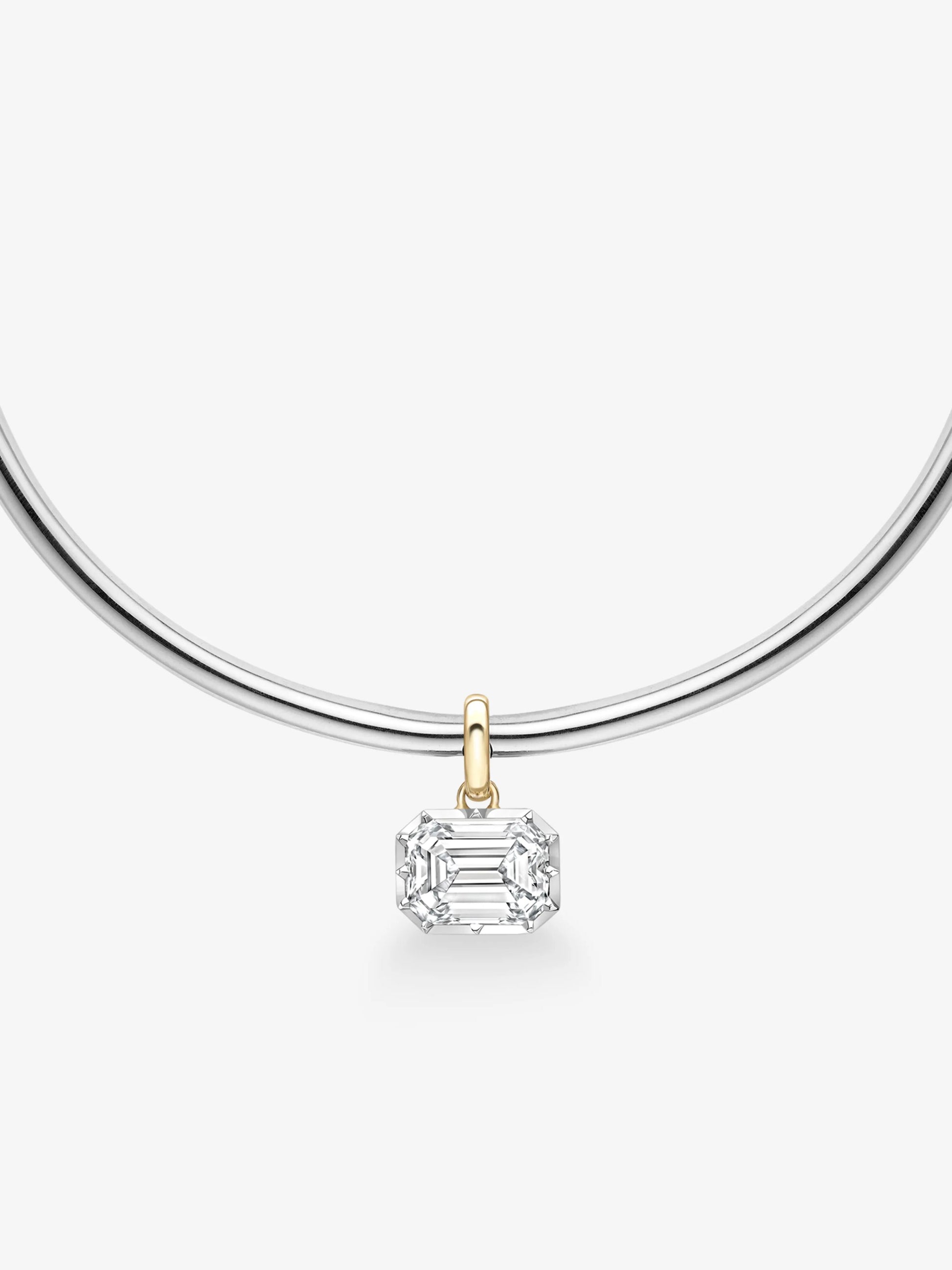 Emerald Cut Diamond Torque Necklace View 2