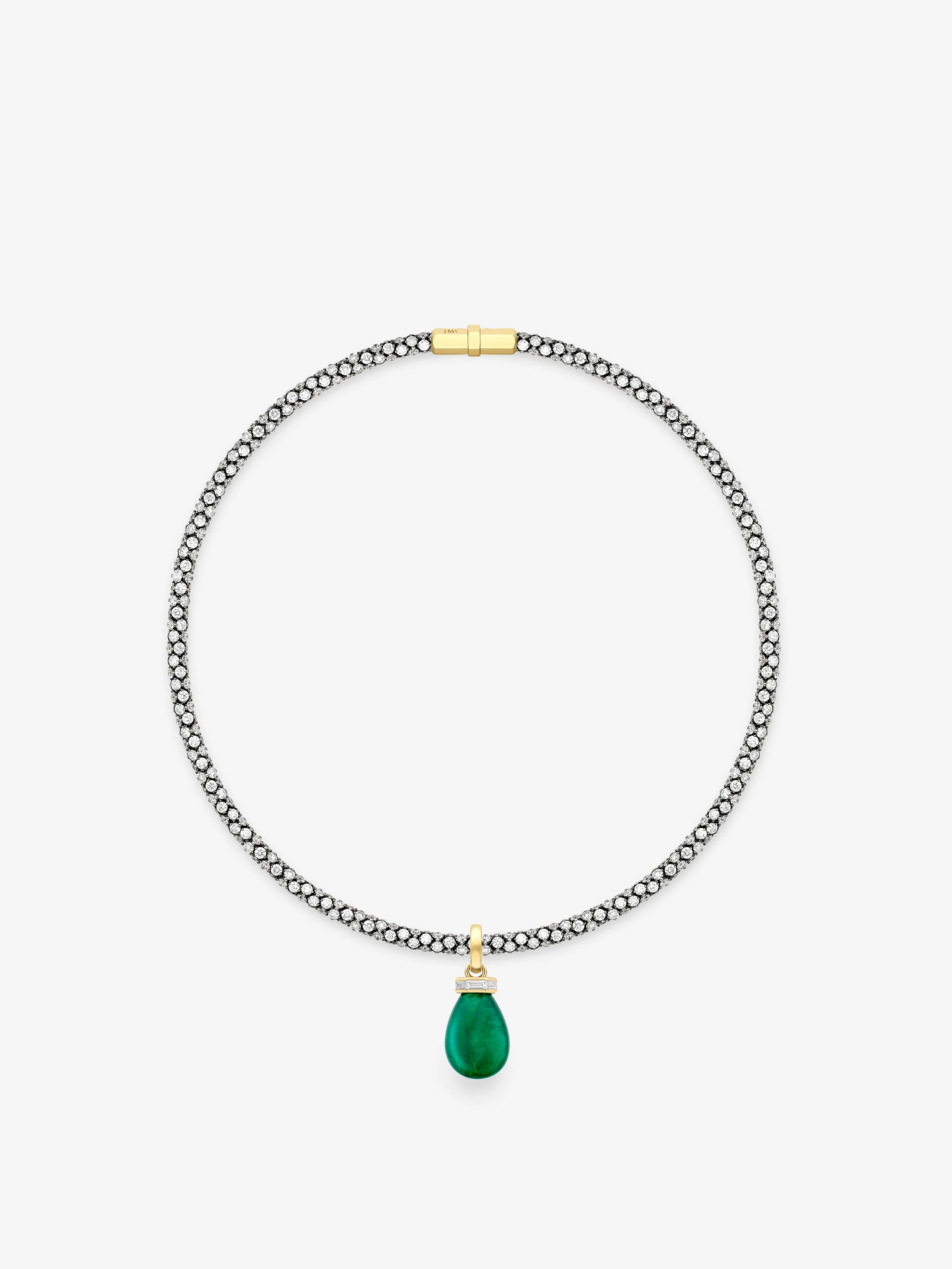 Tempest 22.06ct Cabochon Emerald & Diamond Pendant View 2