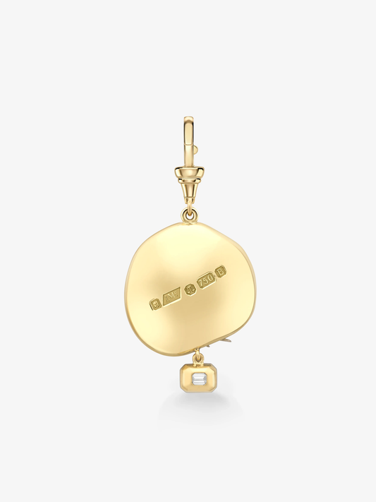 Gold pendant with engraved text on a white background View 5