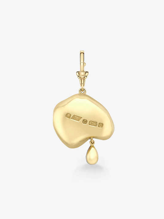Gold pendant with a small droplet on a white background View 4
