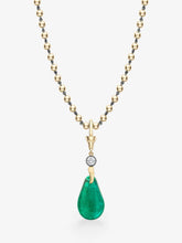 Fruit Salad Polished Emerald Pear & Diamond Pendant