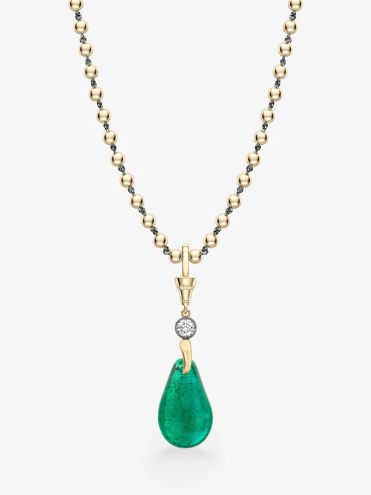 Fruit Salad Polished Emerald Pear & Diamond Pendant View 2