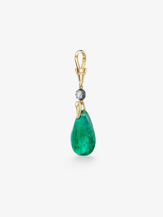 Fruit Salad Polished Emerald Pear & Diamond Pendant View 5