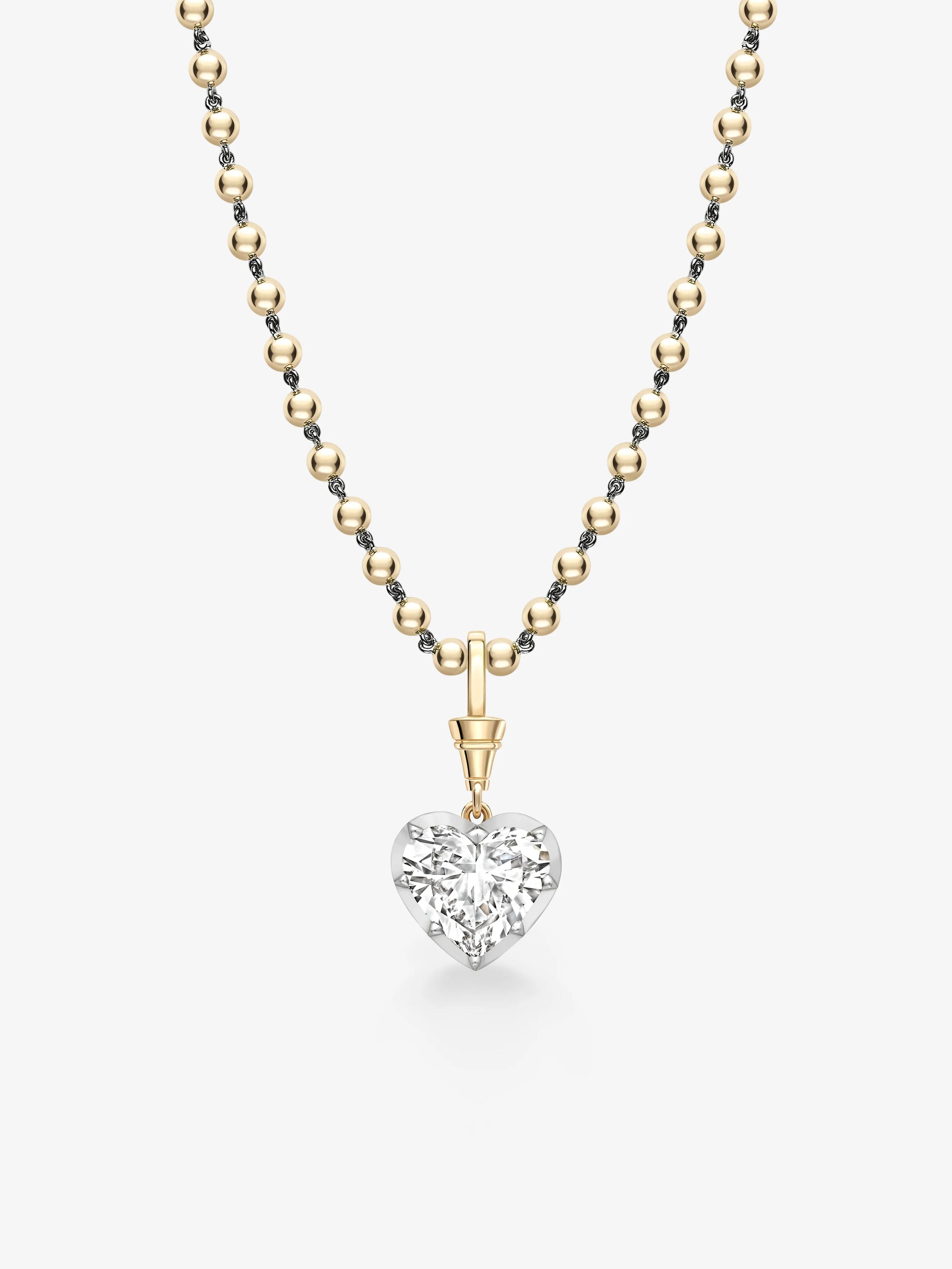 Ball n Chain 7.59ct Heart-Shaped Diamond Pendant View 2