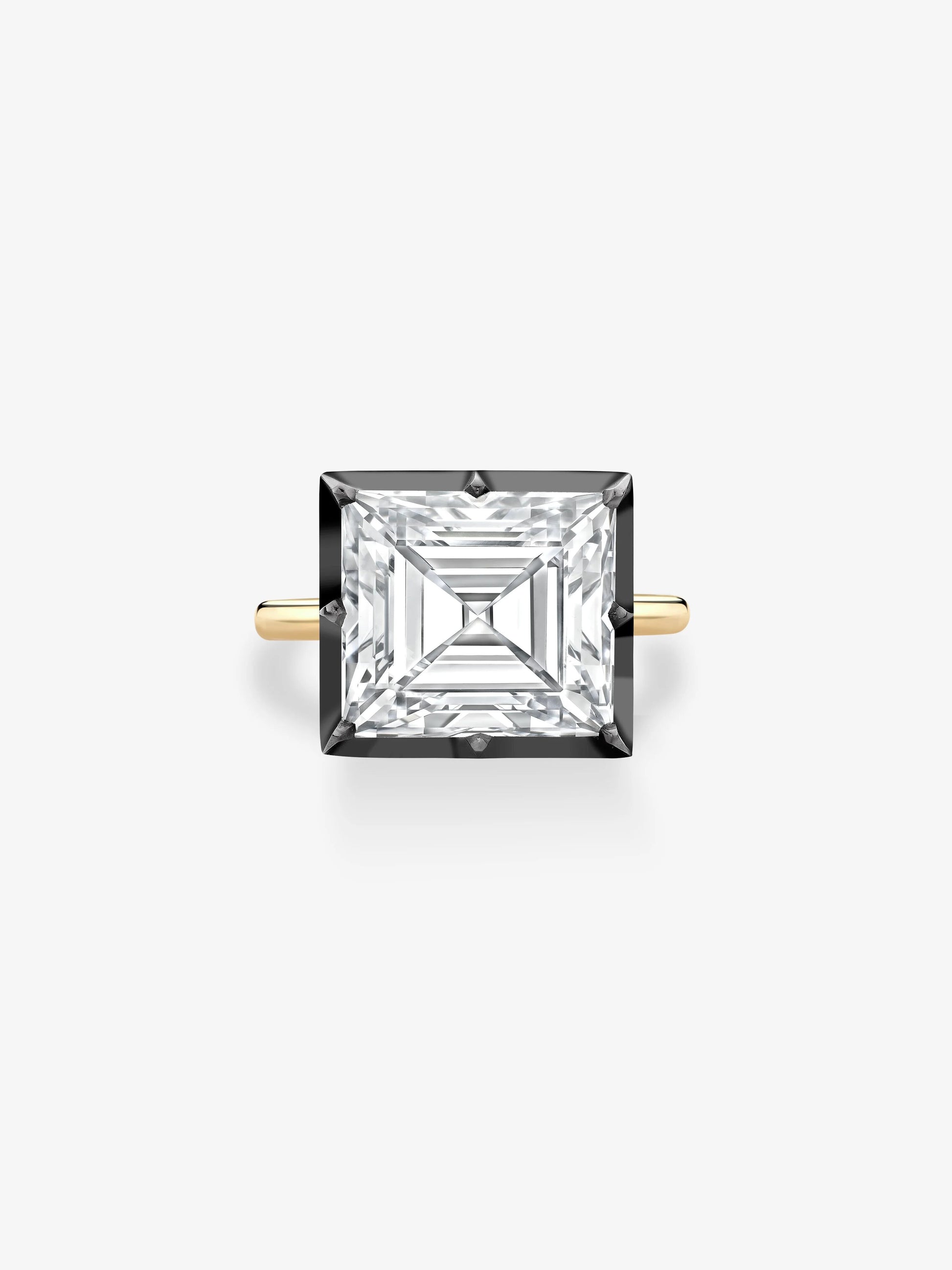 10.48ct East-West Emerald Cut Diamond Button Back Ring View 1