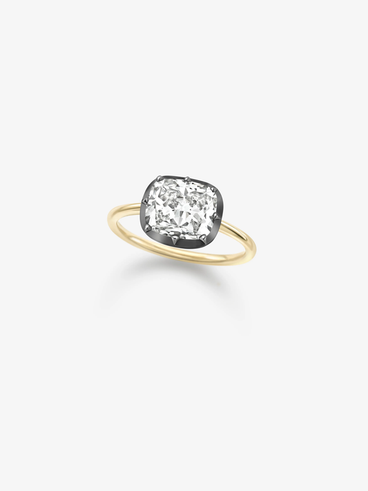 3.10ct East-West Cushion Diamond Button Back Ring View 2