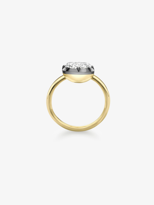 3.10ct East-West Cushion Diamond Button Back Ring View 3
