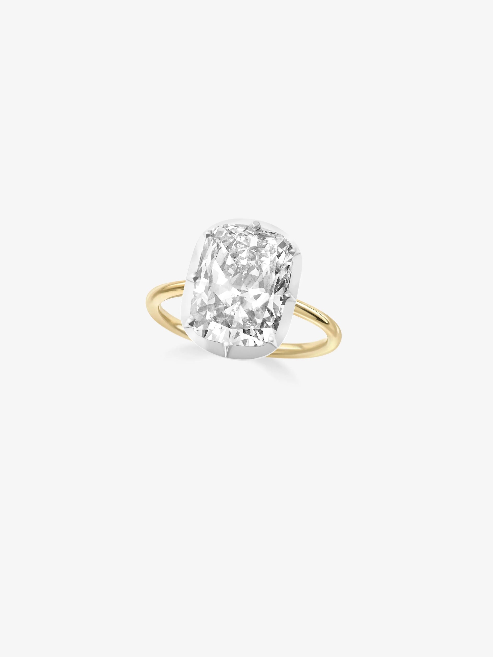 7.01ct Cushion Diamond Button Back Ring View 2