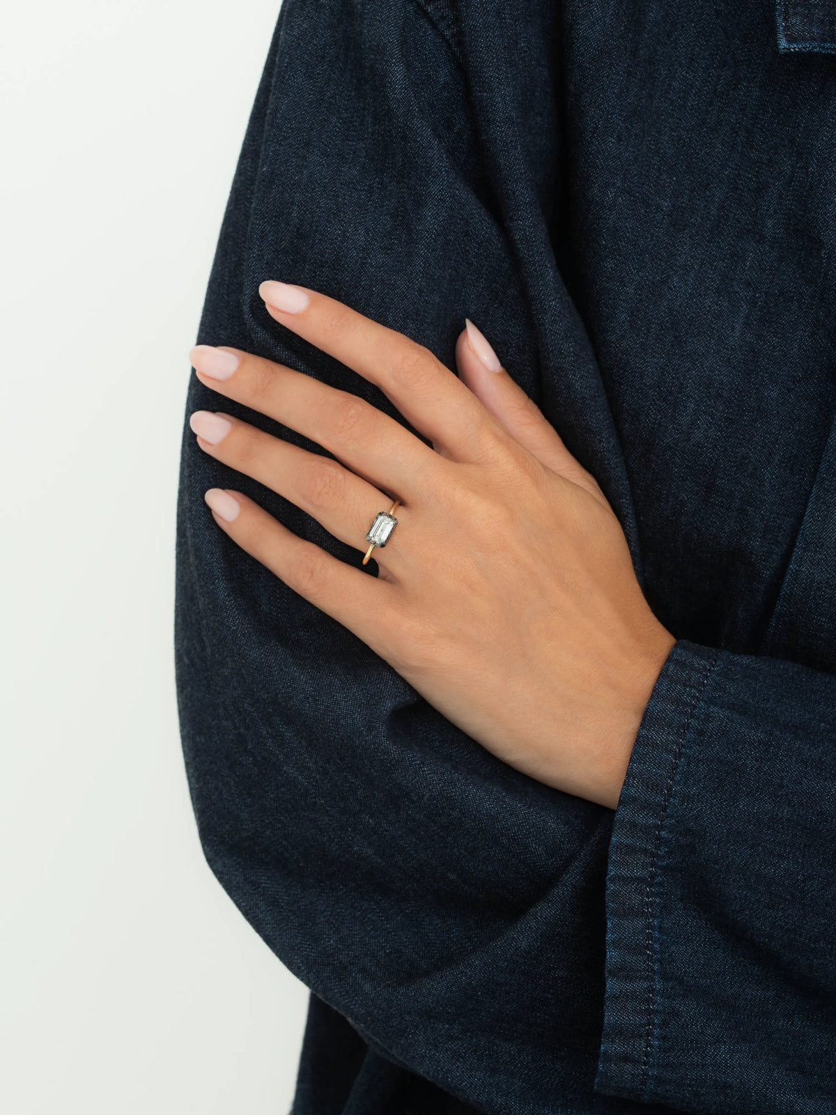 1ct East-West Emerald Cut Diamond Button Back Ring | Jessica McCormack ...