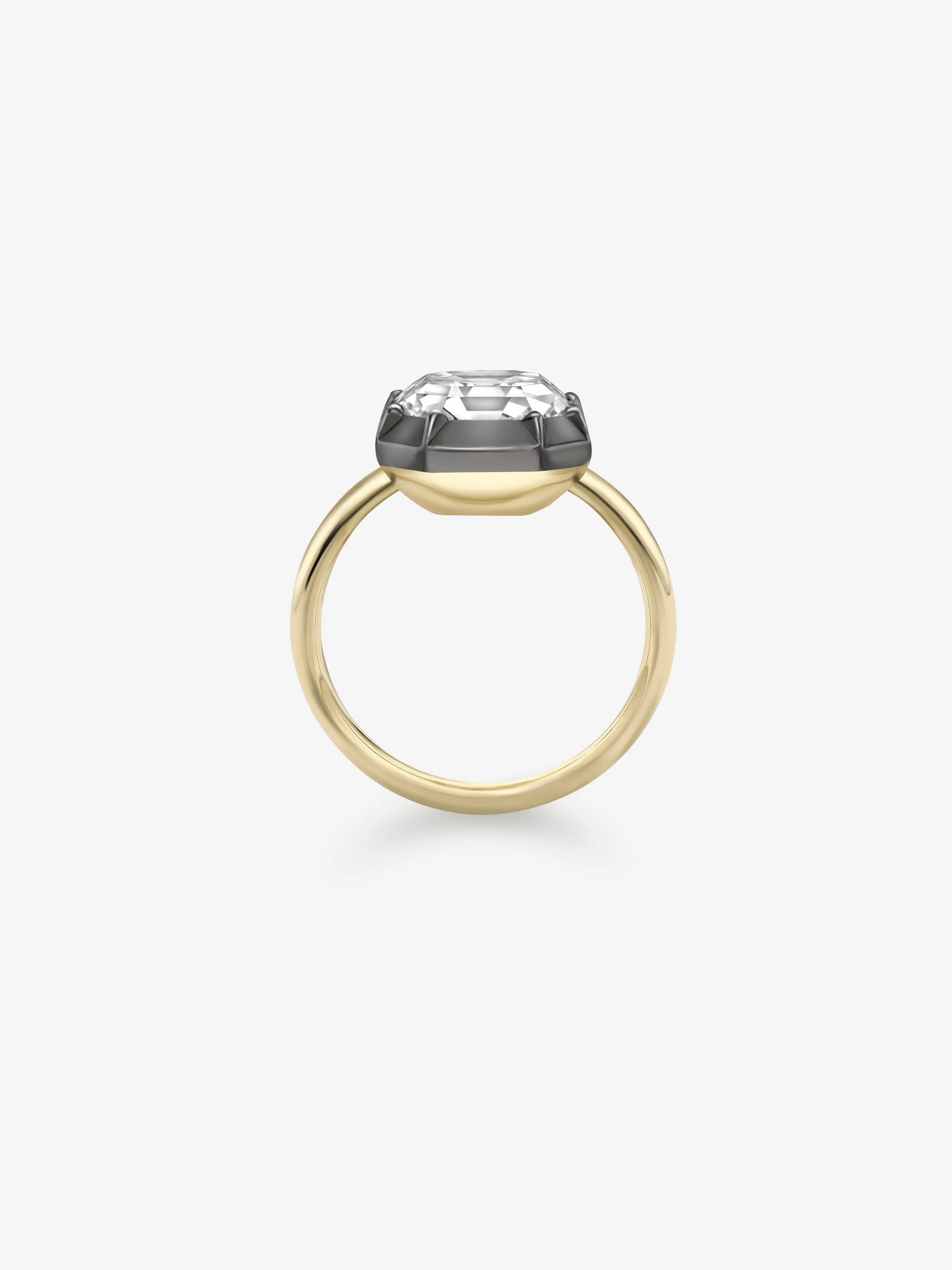 5.21ct Emerald Cut Diamond Button Back Ring View 4