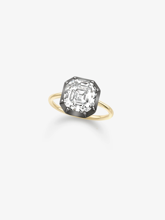 5.21ct Emerald Cut Diamond Button Back Ring View 2