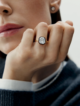 5.21ct Emerald Cut Diamond Button Back Ring