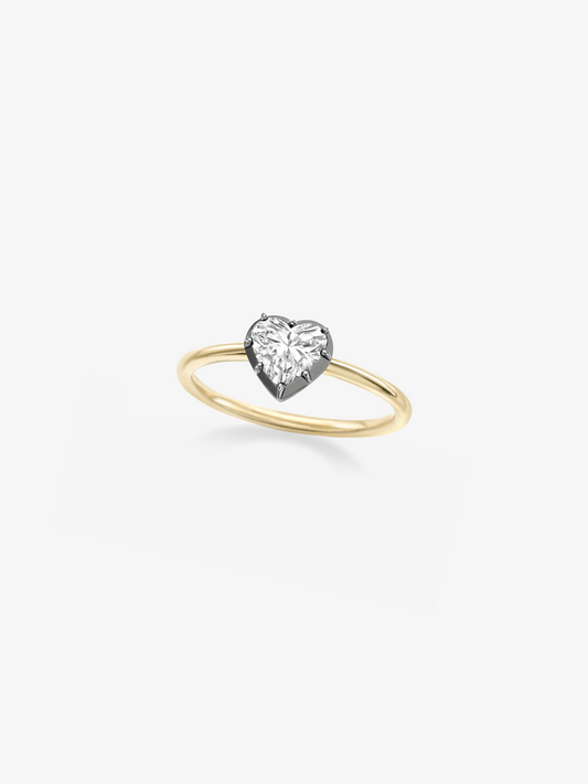 0.77ct Heart-Shaped Diamond Button Back Ring View 2