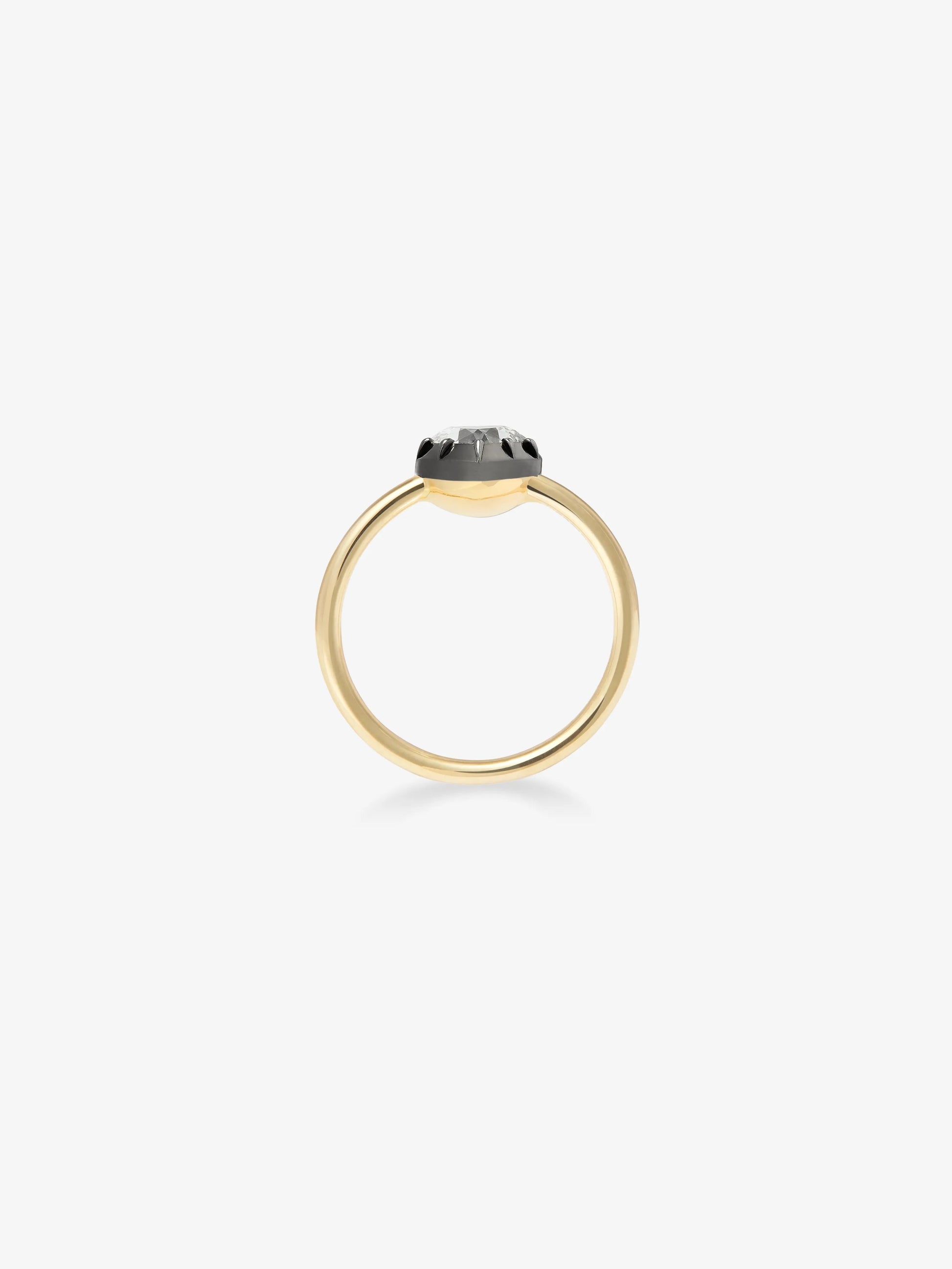 0.70ct Heart-Shaped Diamond & Blackened Gold Button Back Ring View 4