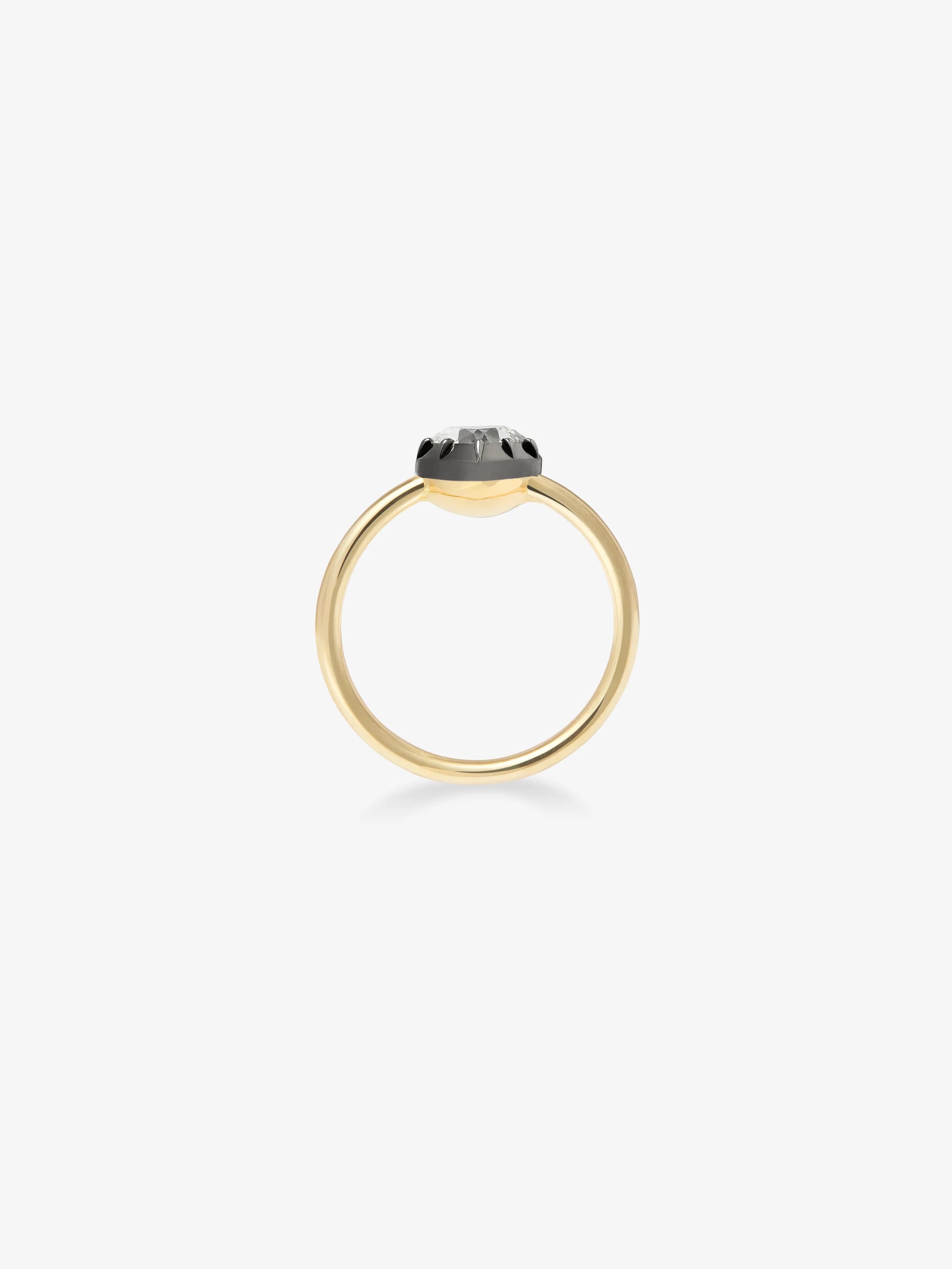 0.70ct Heart-Shaped Diamond & Blackened Gold Button Back Ring View 4