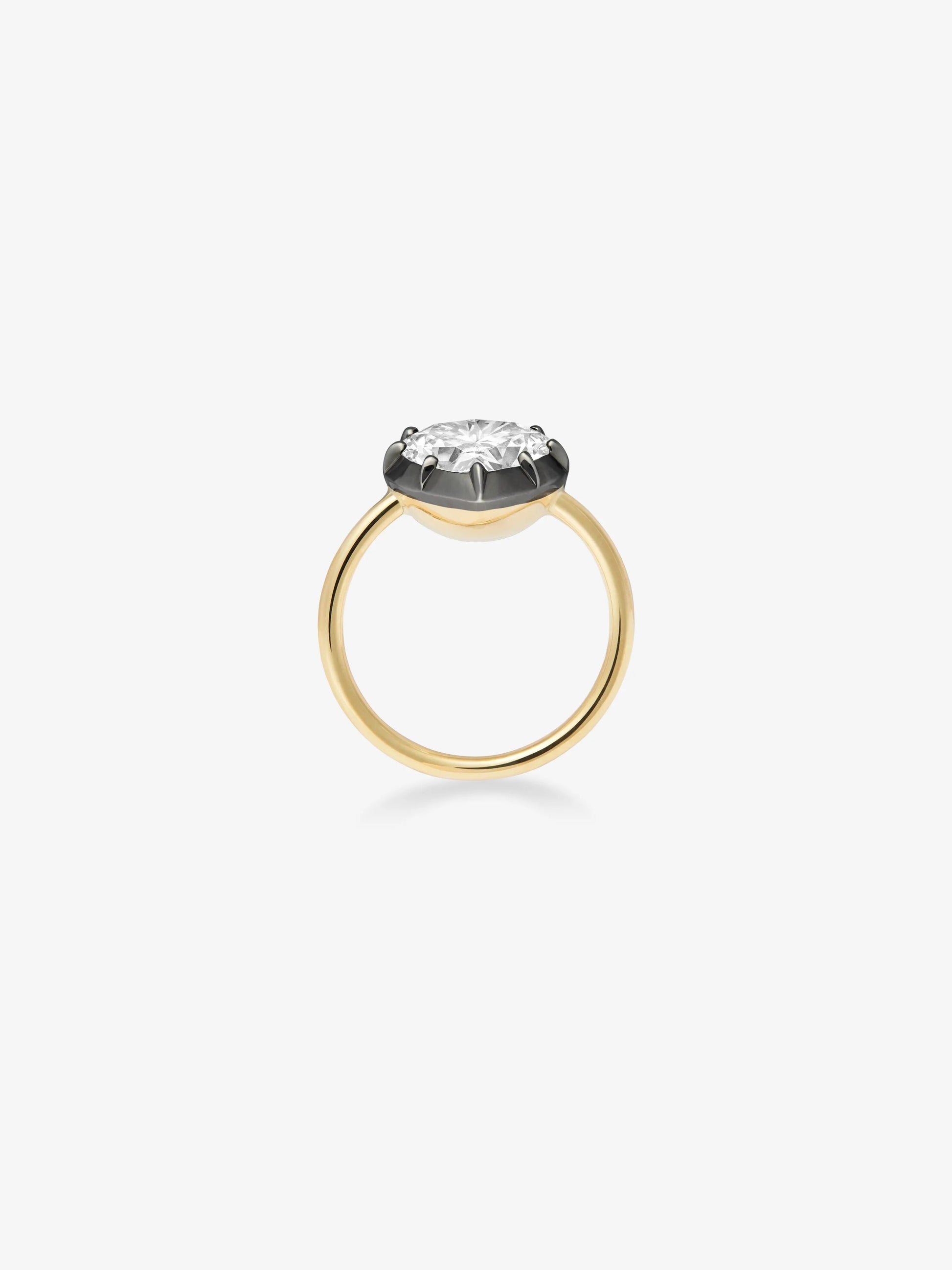 3.57ct Heart-Shaped Diamond & Blackened Gold Button Back Ring View 4