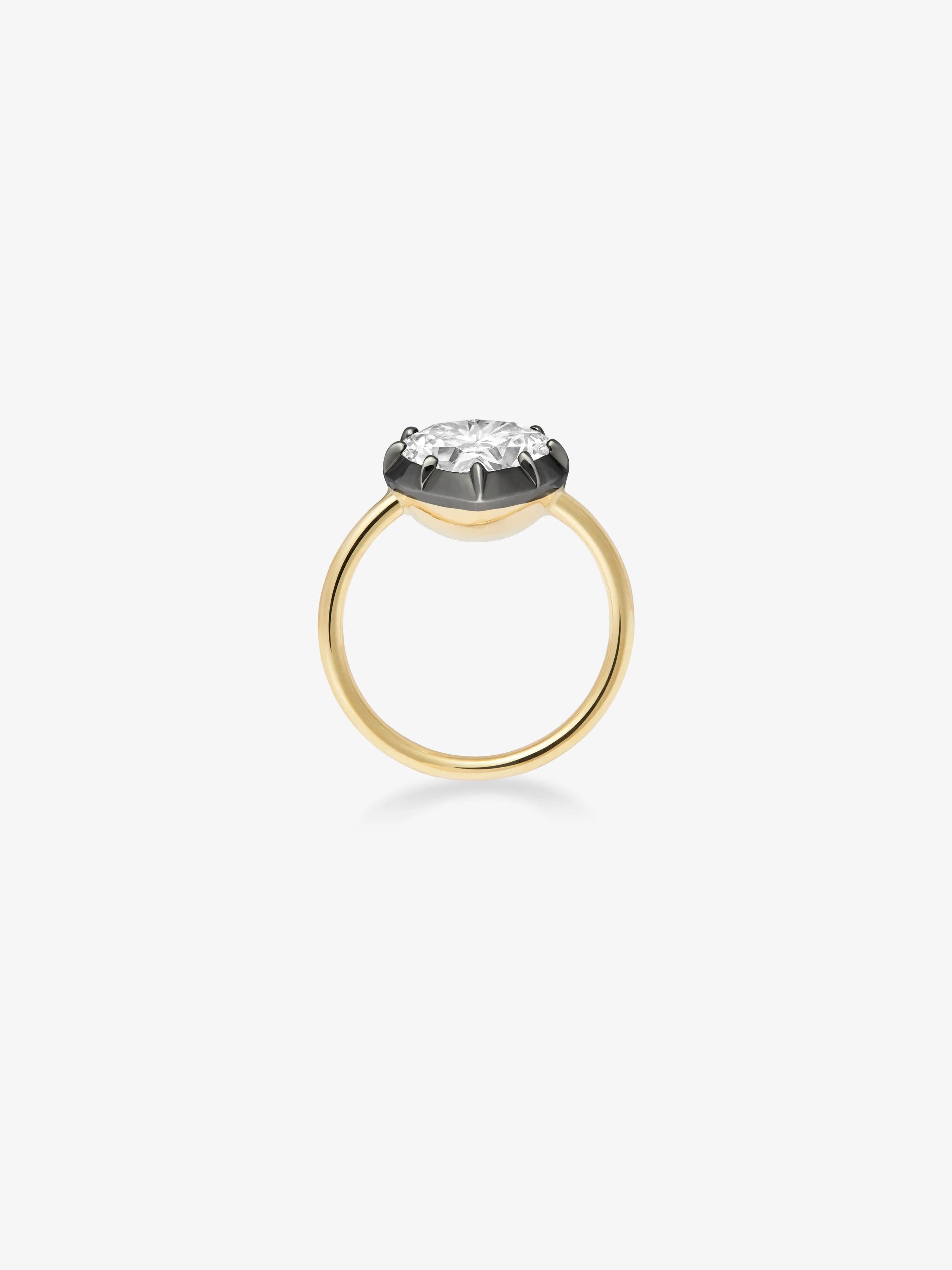3.57ct Heart-Shaped Diamond & Blackened Gold Button Back Ring View 4
