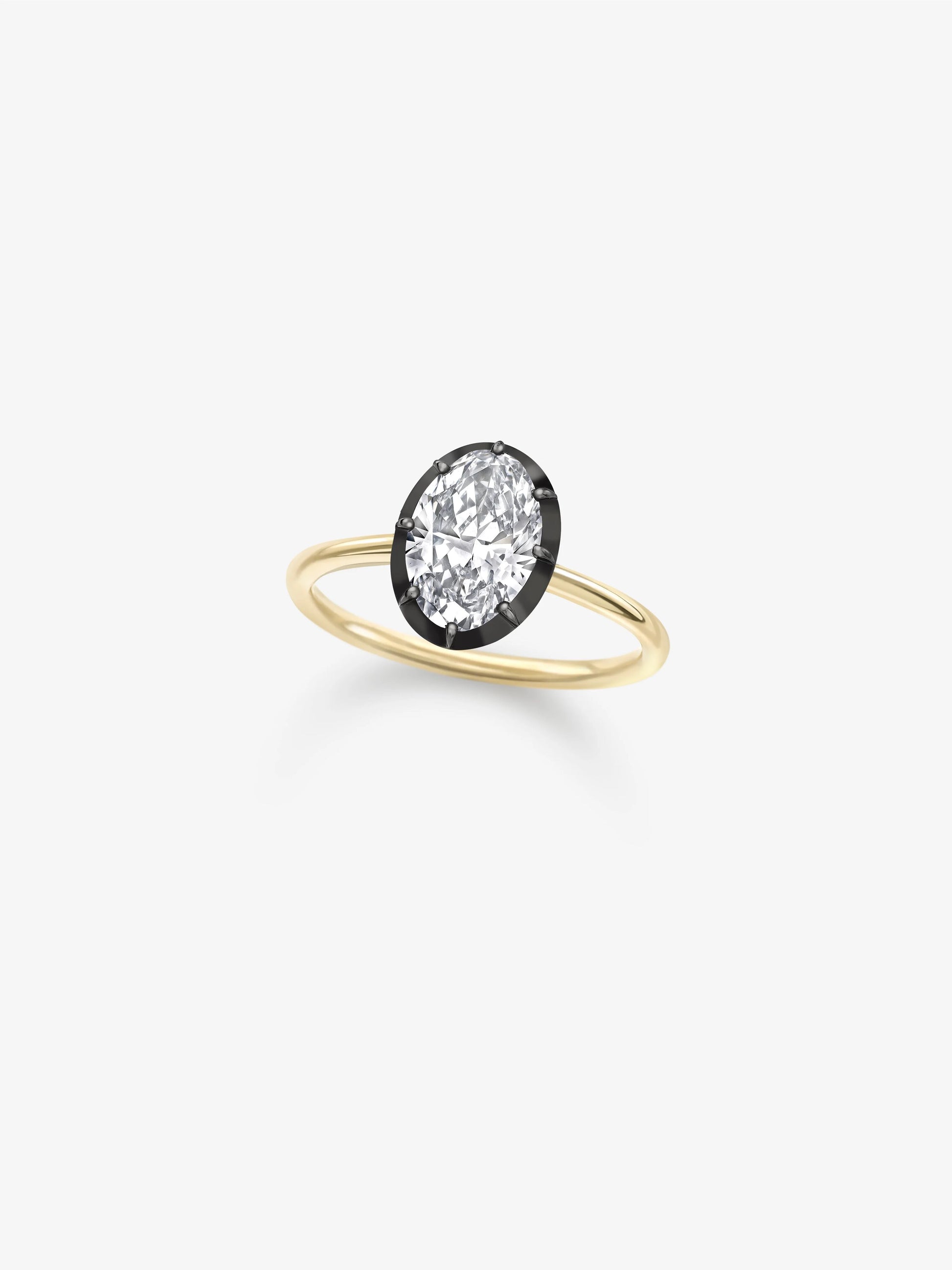1.53ct Oval Diamond & Blackened Gold Button Back Ring View 2