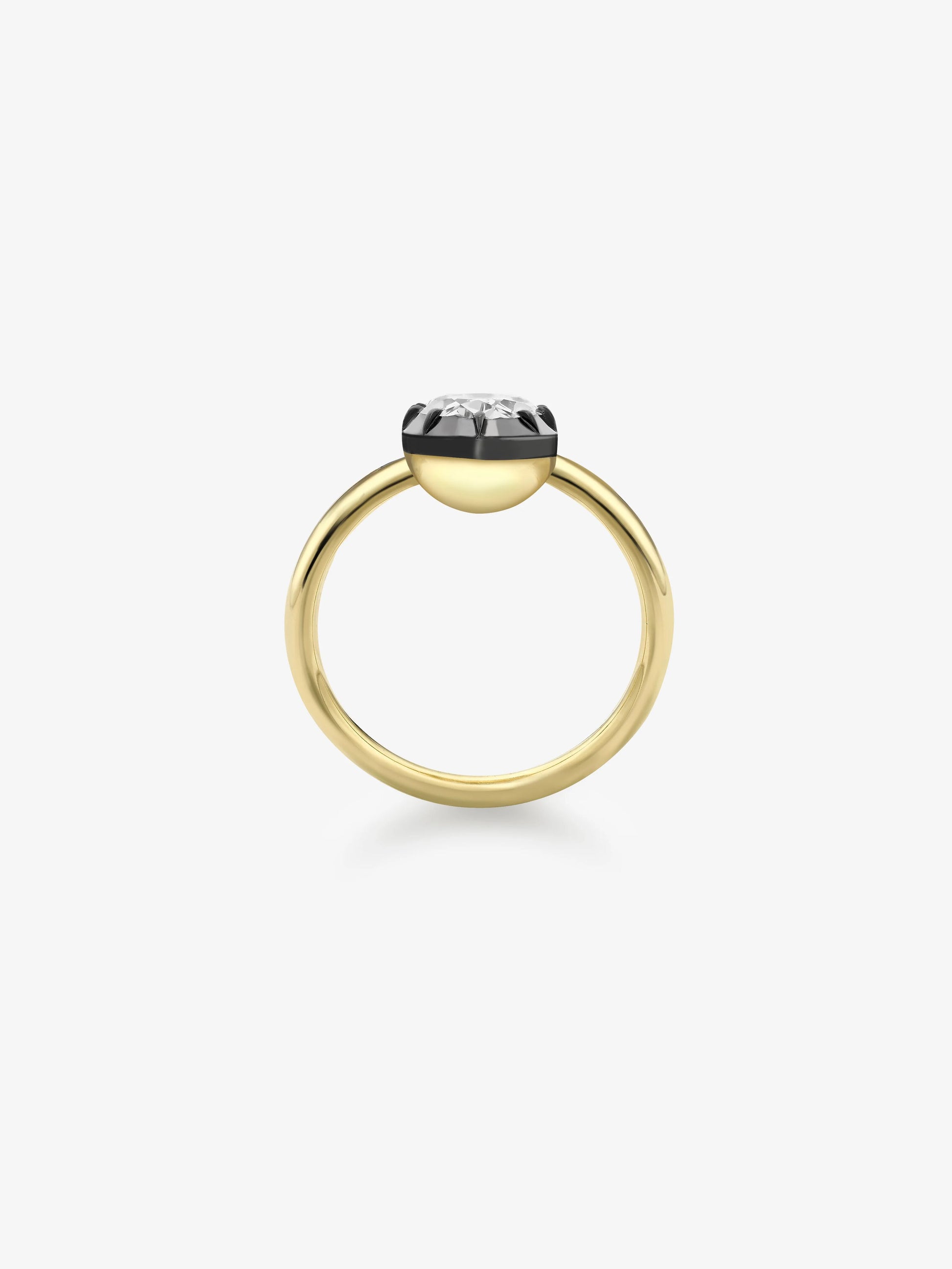 1.53ct Oval Diamond & Blackened Gold Button Back Ring View 4
