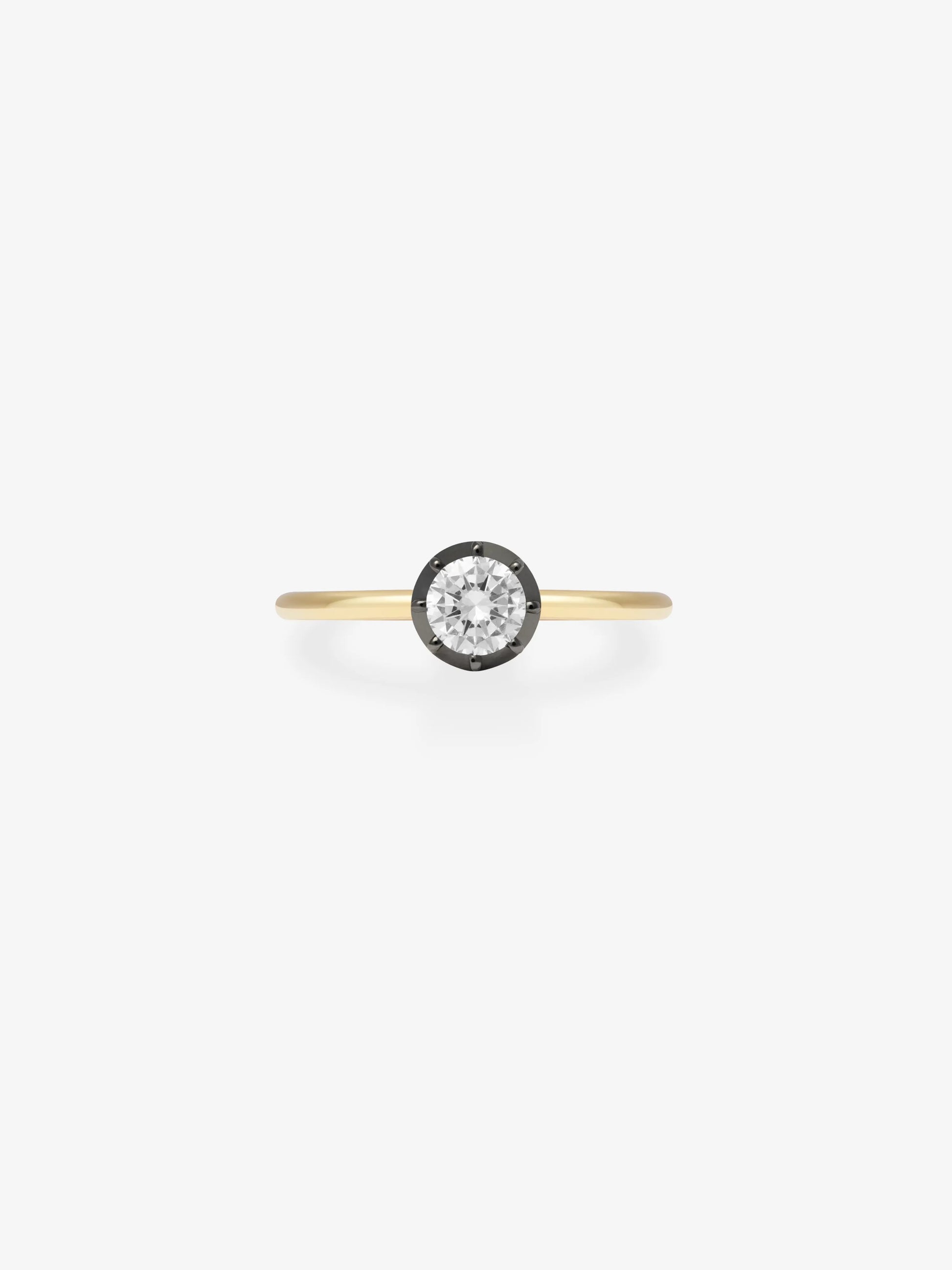 0.50ct Diamond & Blackened Gold Button Back Ring View 1