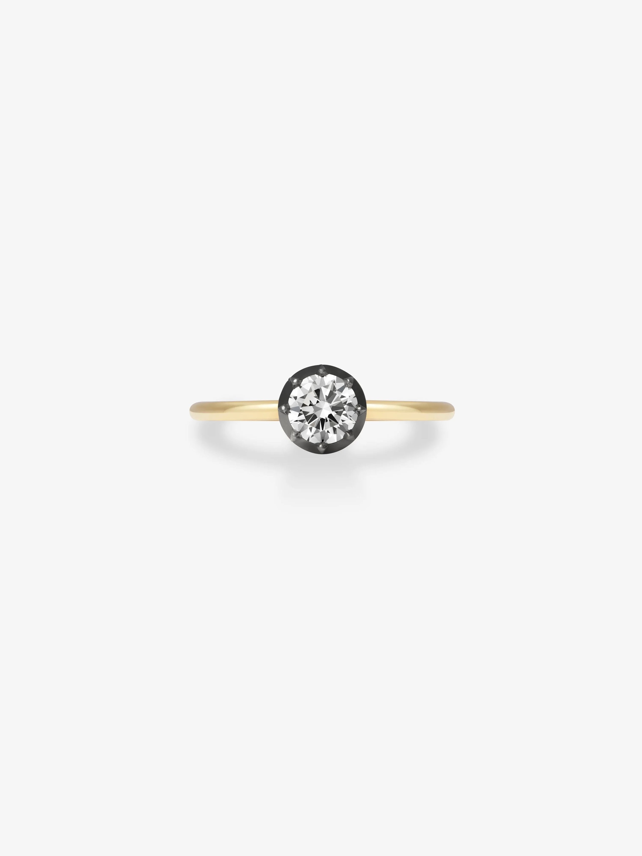0.78ct Round Brilliant Cut Diamond Button Back Ring View 1