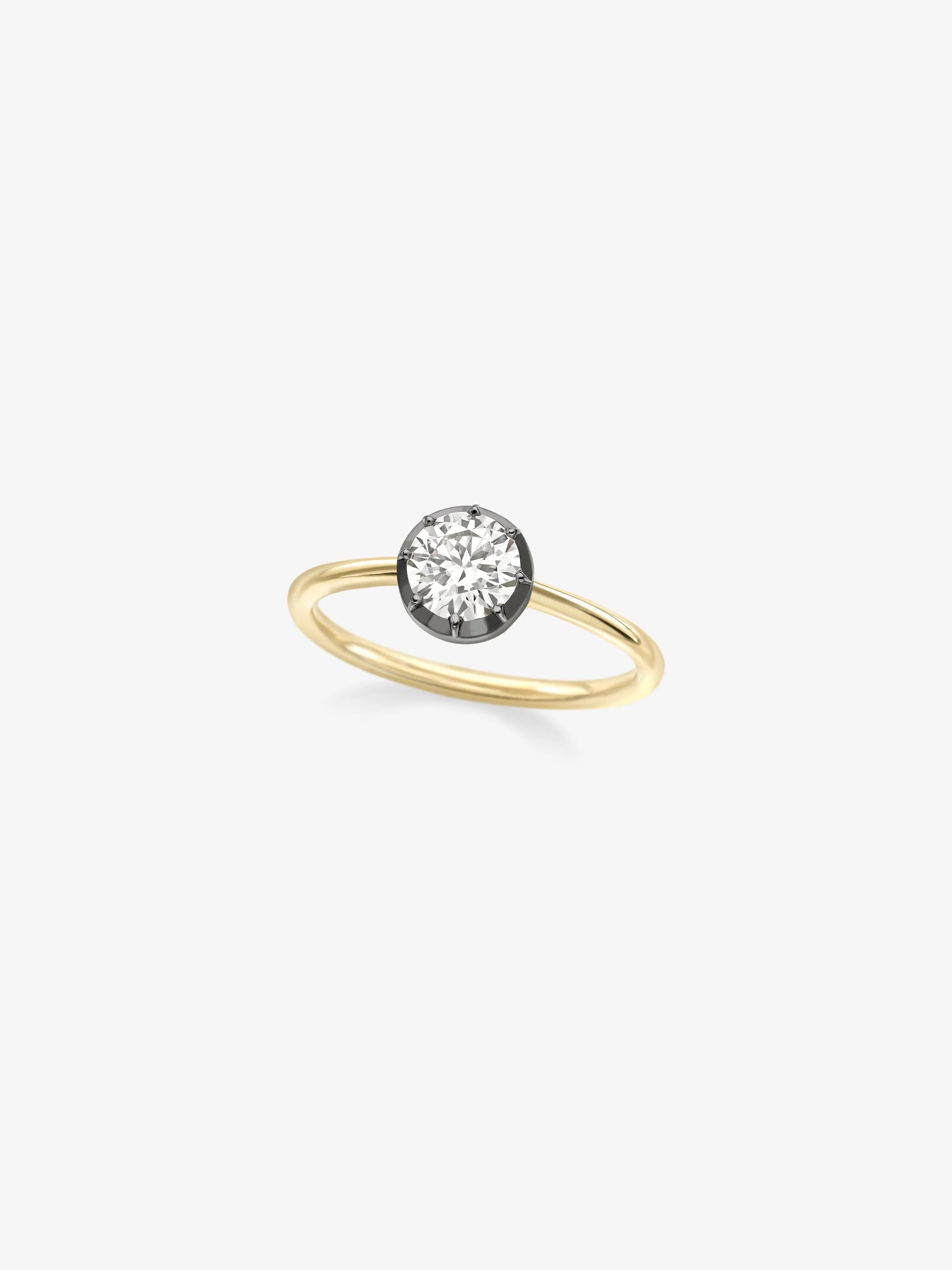 0.78ct Round Brilliant Cut Diamond Button Back Ring View 2