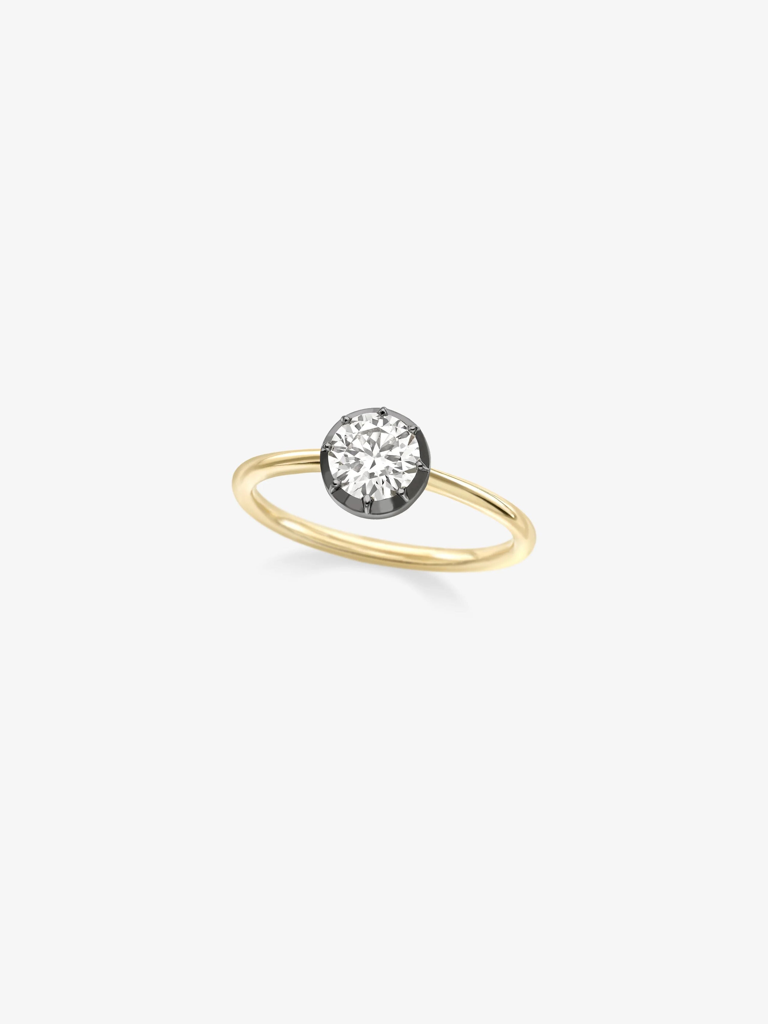 0.78ct Round Brilliant Cut Diamond Button Back Ring View 2