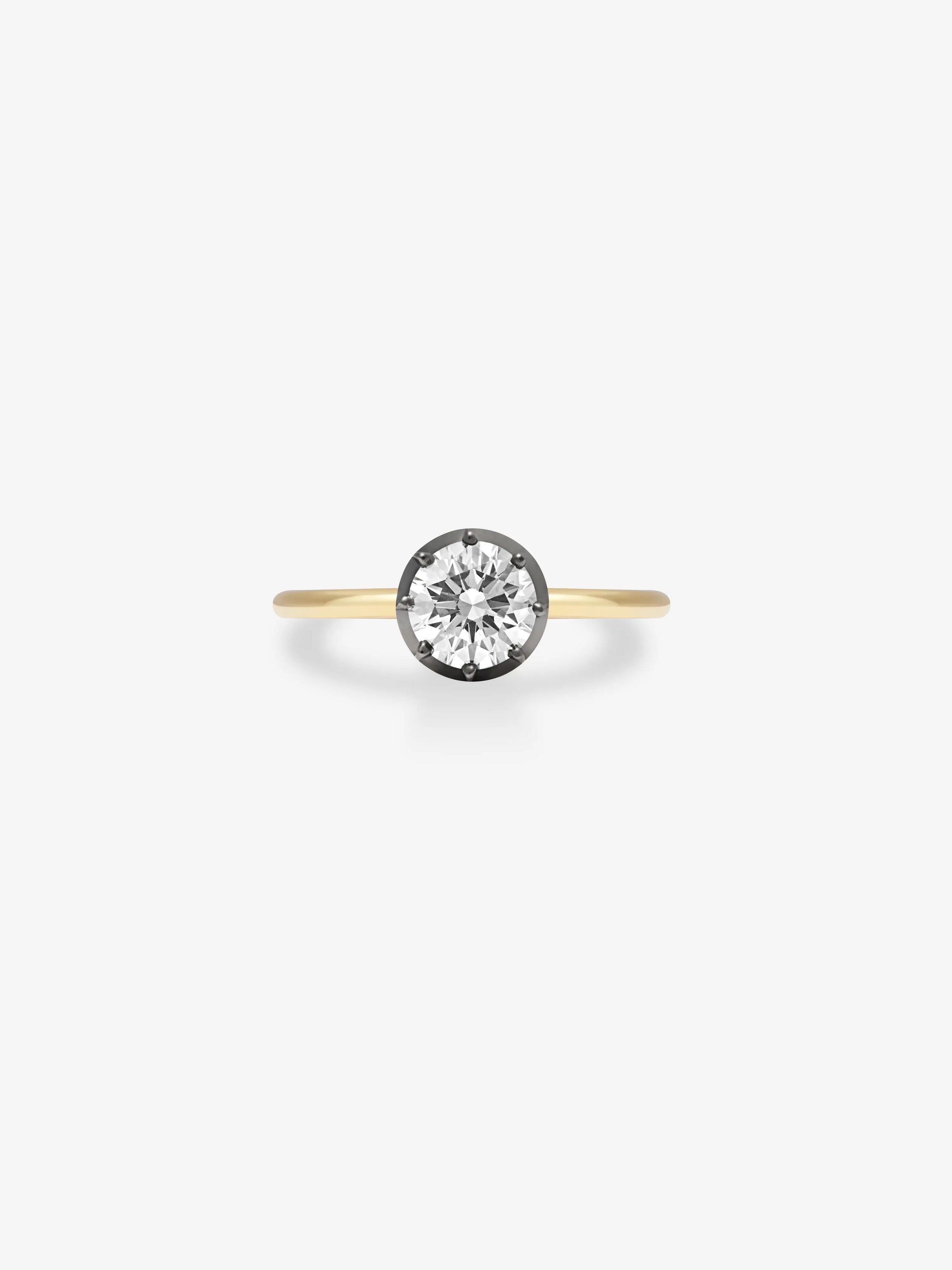 0.90ct Diamond & Blackened Gold Button Back Ring View 1