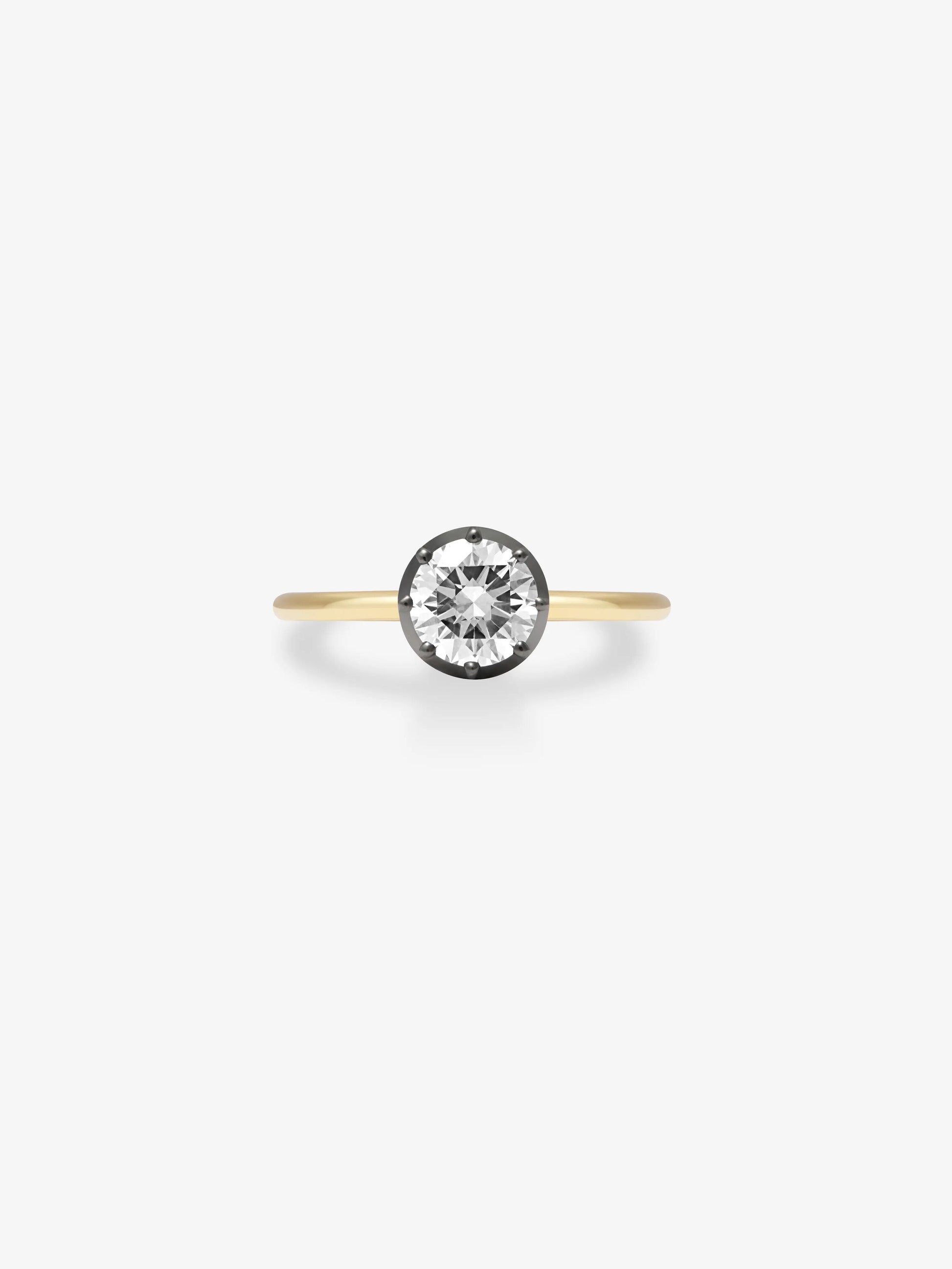 1.11ct Diamond & Blackened Gold Button Back Ring View 1