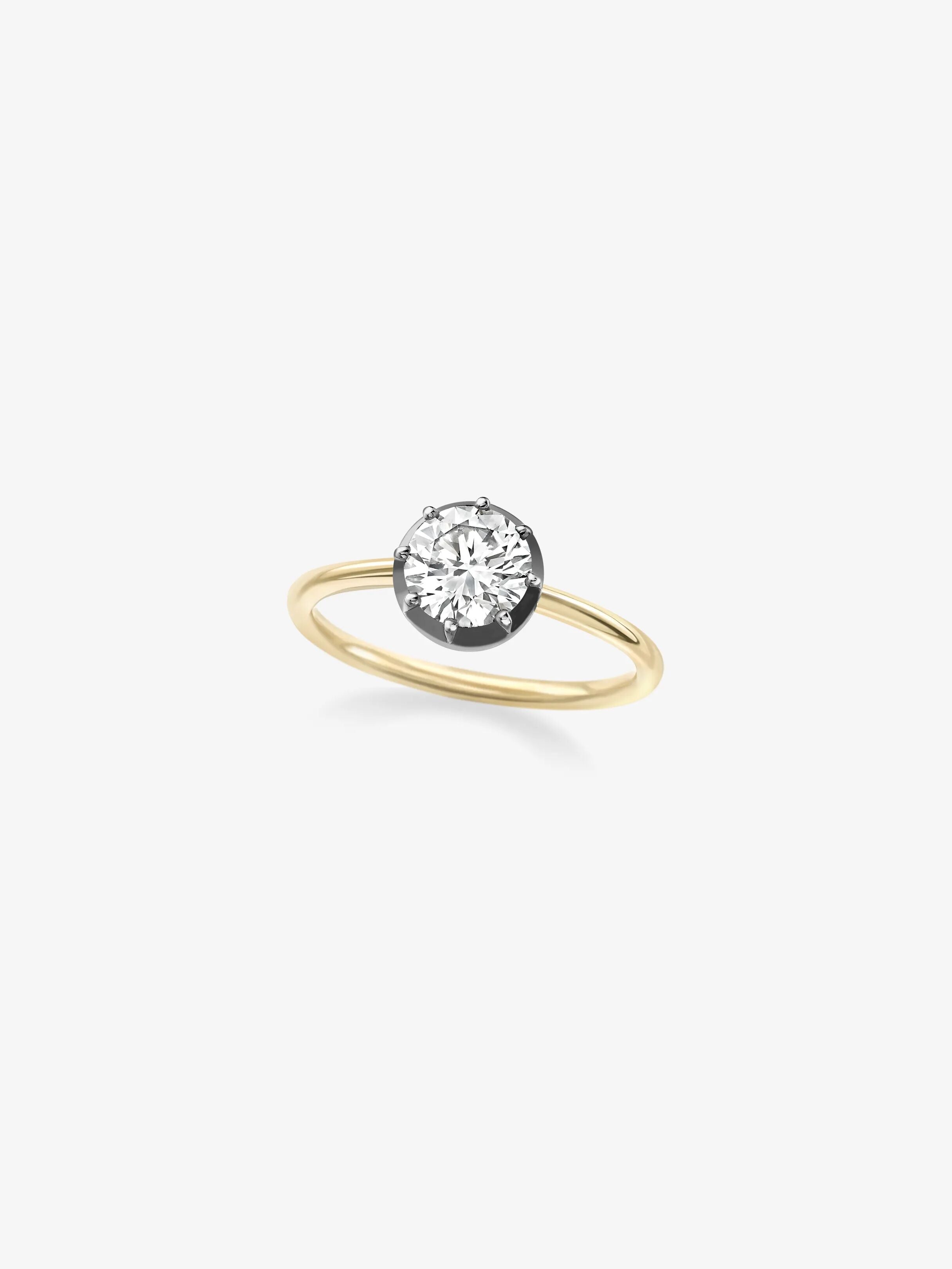 1.11ct Diamond & Blackened Gold Button Back Ring View 2