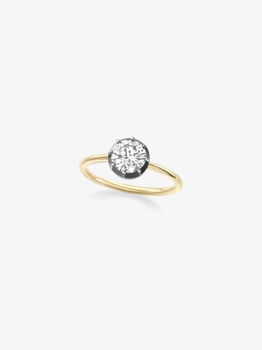 1.04ct Diamond & Blackened Gold Button Back Ring View 2