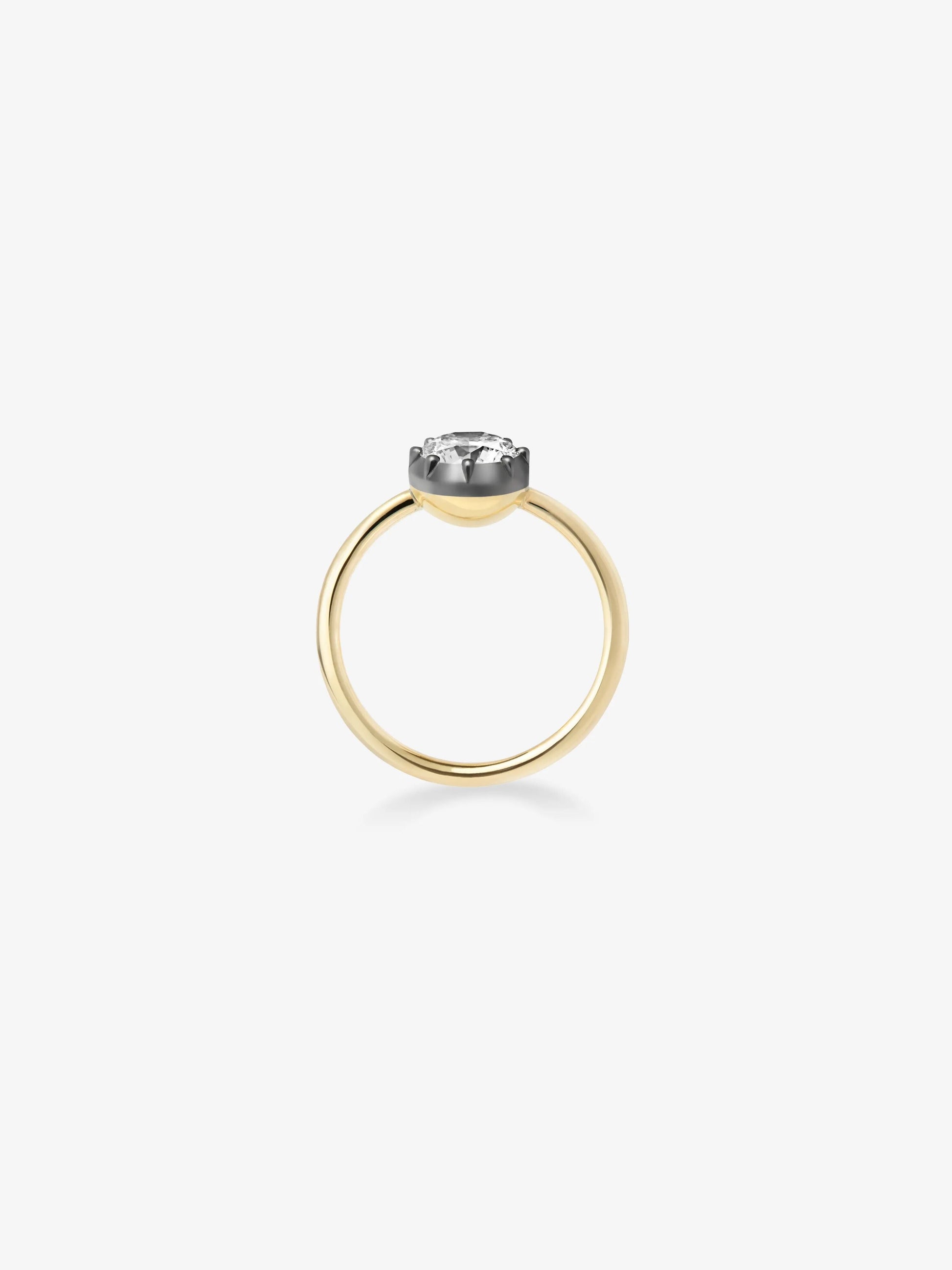 1.11ct Diamond & Blackened Gold Button Back Ring View 3