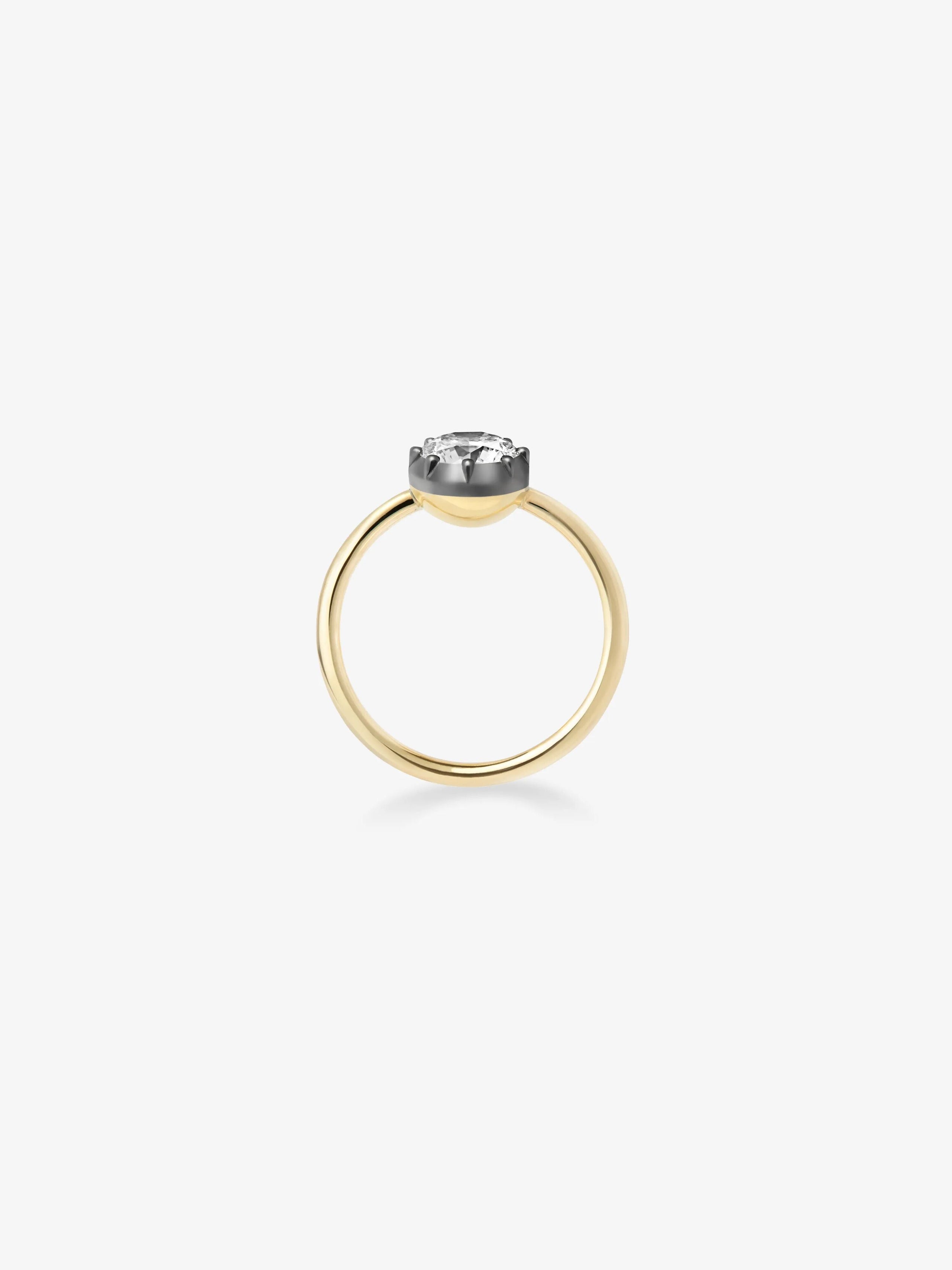 1.11ct Diamond & Blackened Gold Button Back Ring View 3