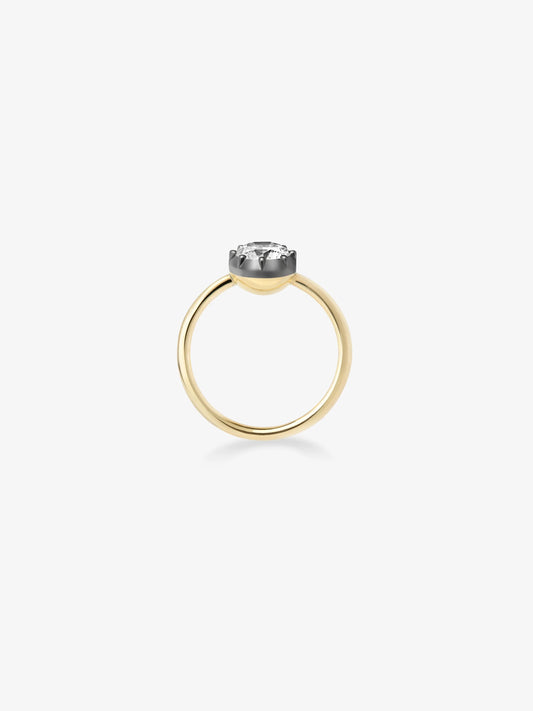 1.11ct Diamond & Blackened Gold Button Back Ring View 3