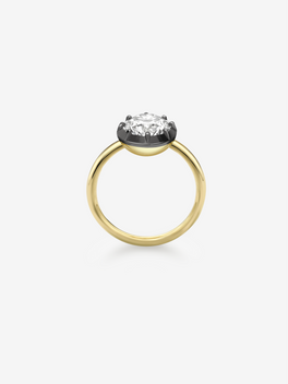 2.50ct Diamond & Blackened Gold Button Back Ring
