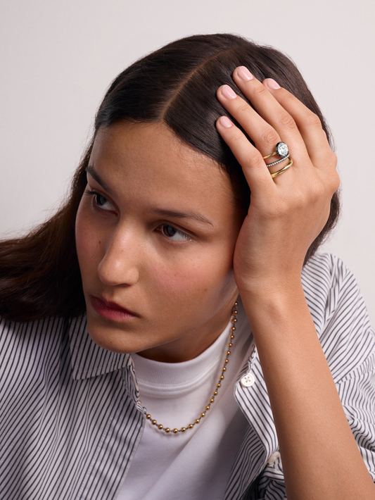 2.50ct Diamond & Blackened Gold Button Back Ring View 3